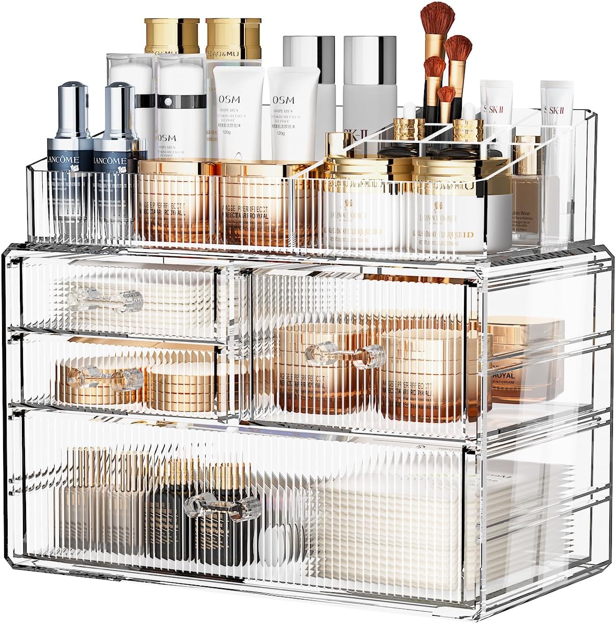 ZHIAI Stackable Storage Drawers, Acrylic Bathroom Counter Organizer Clear Makeup...