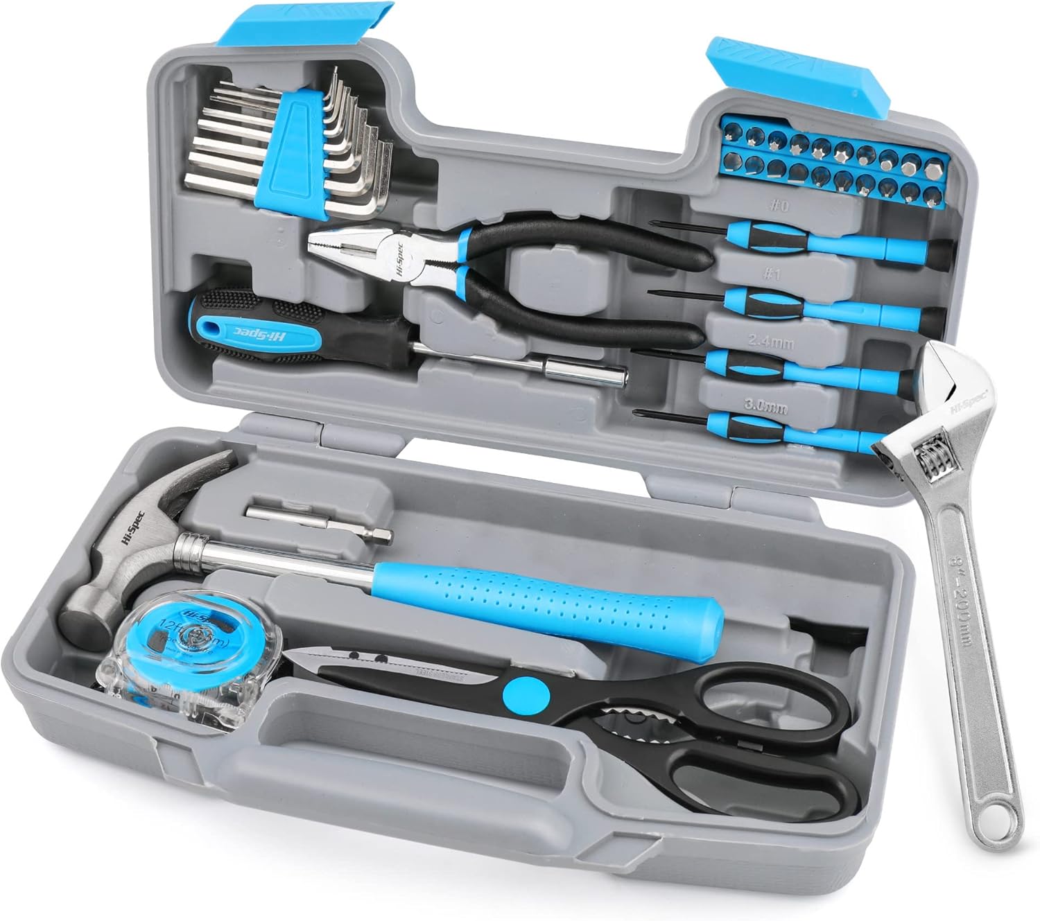 Hi-Spec 40 Pc Blue Hand Tools Kit Set for General Household Use - Small Tool Box...