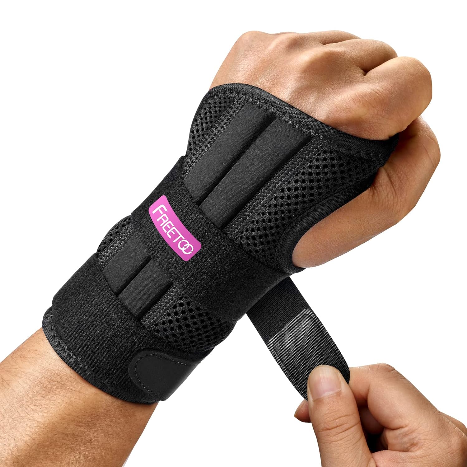 FREETOO Doctor Approved Wrist Support with 3 Stays,Adjustable Day Night Carpal T...