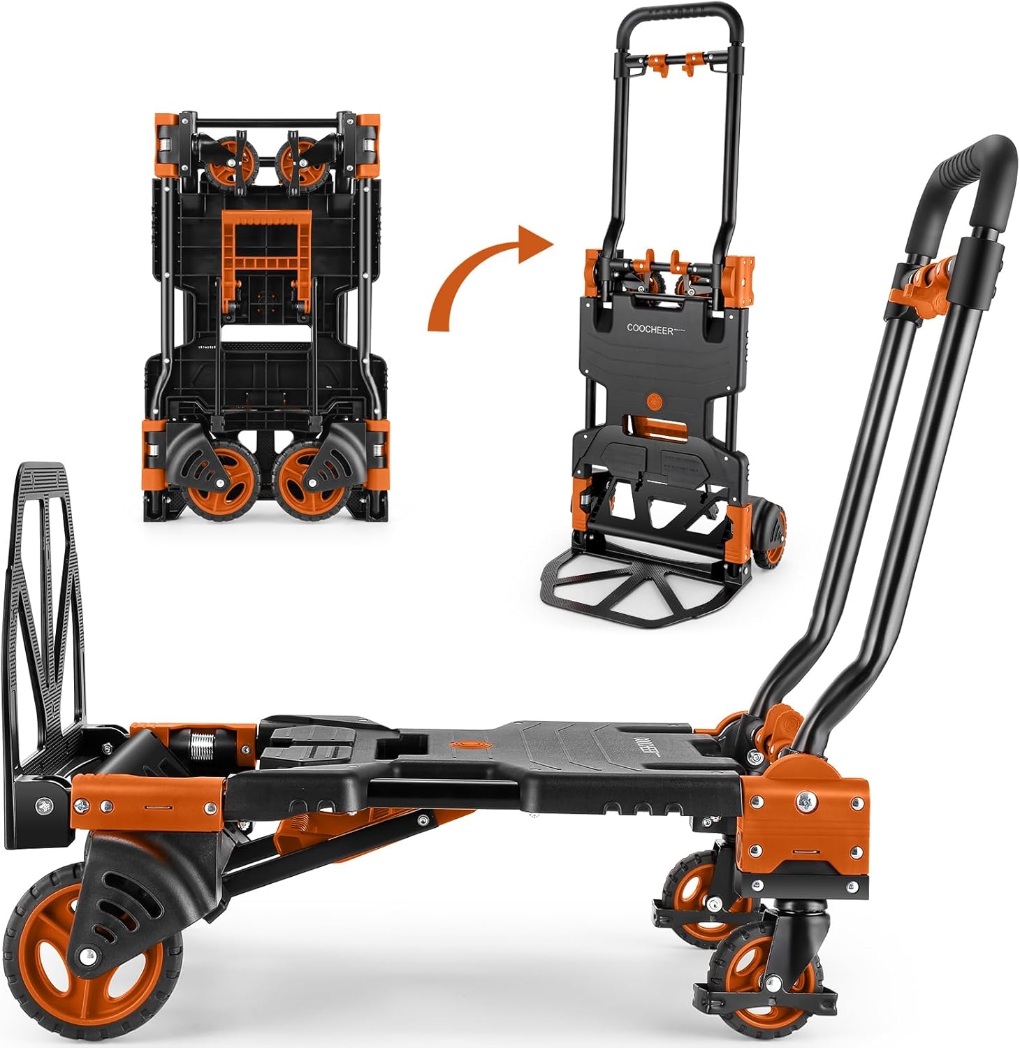 330LB Folding Hand Truck Heavy Duty Carrying, Combination of Four Wheels and Two...