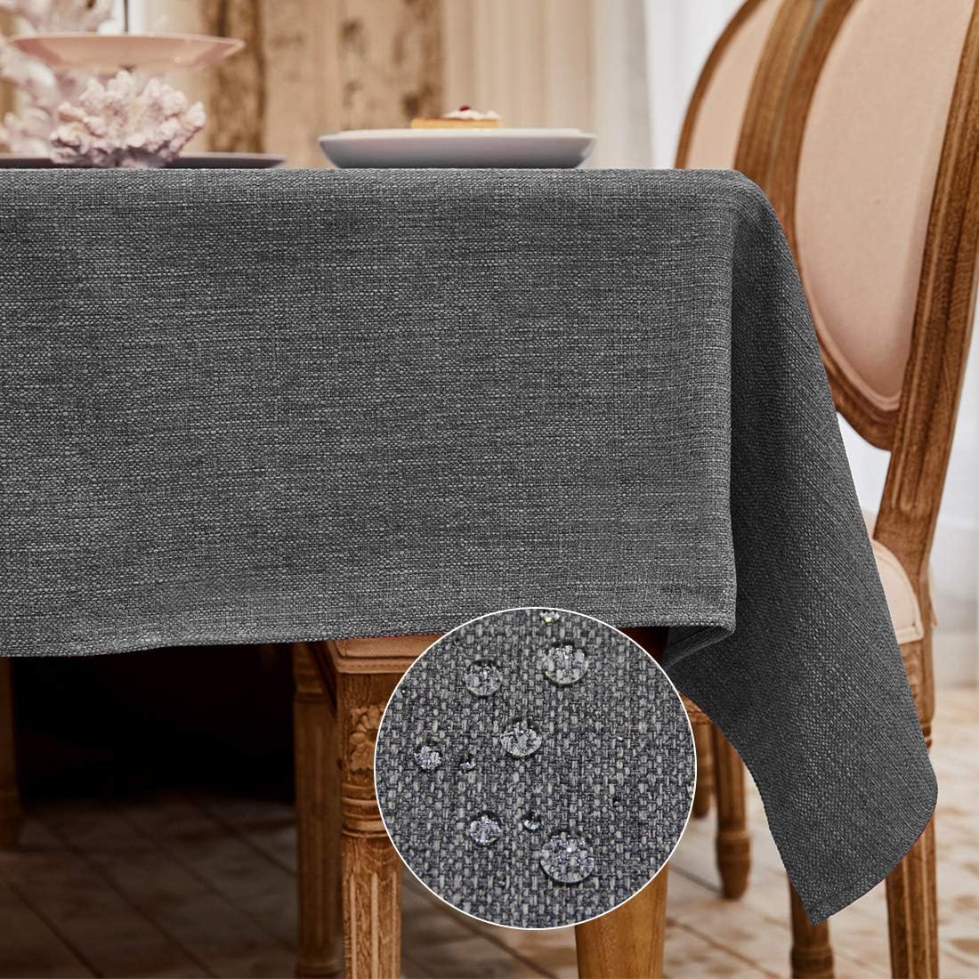 WAITER TREE Rectangular Tablecloth Faux Linen Waterproof and Wrinkle Resistant O...