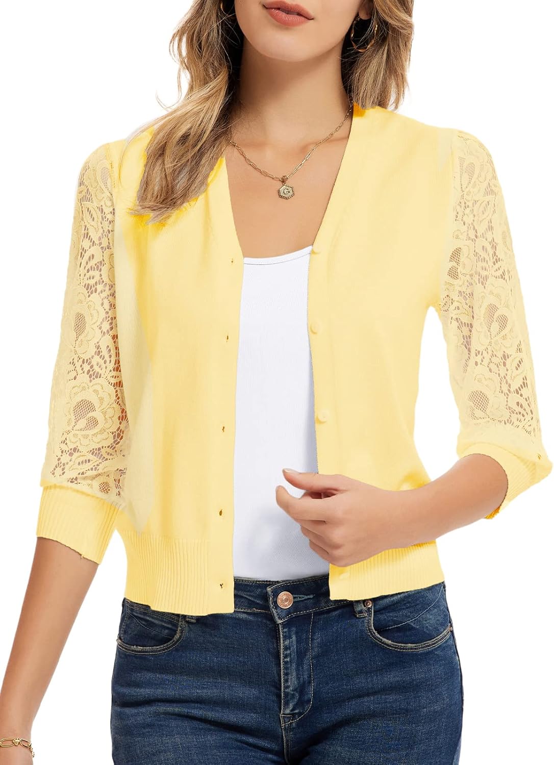 GRACE KARIN Women's Cardigan, Special Lightweight V Neck Lace Cardigan, High-Qua...