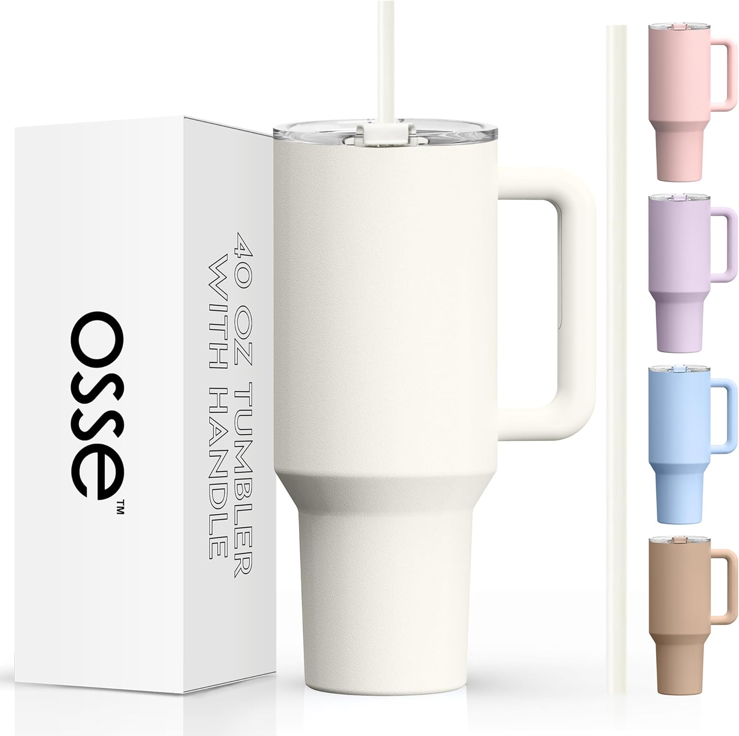 osse 40oz Tumbler with Handle and Straw Lid | Double Wall Vacuum Reusable Stainl...