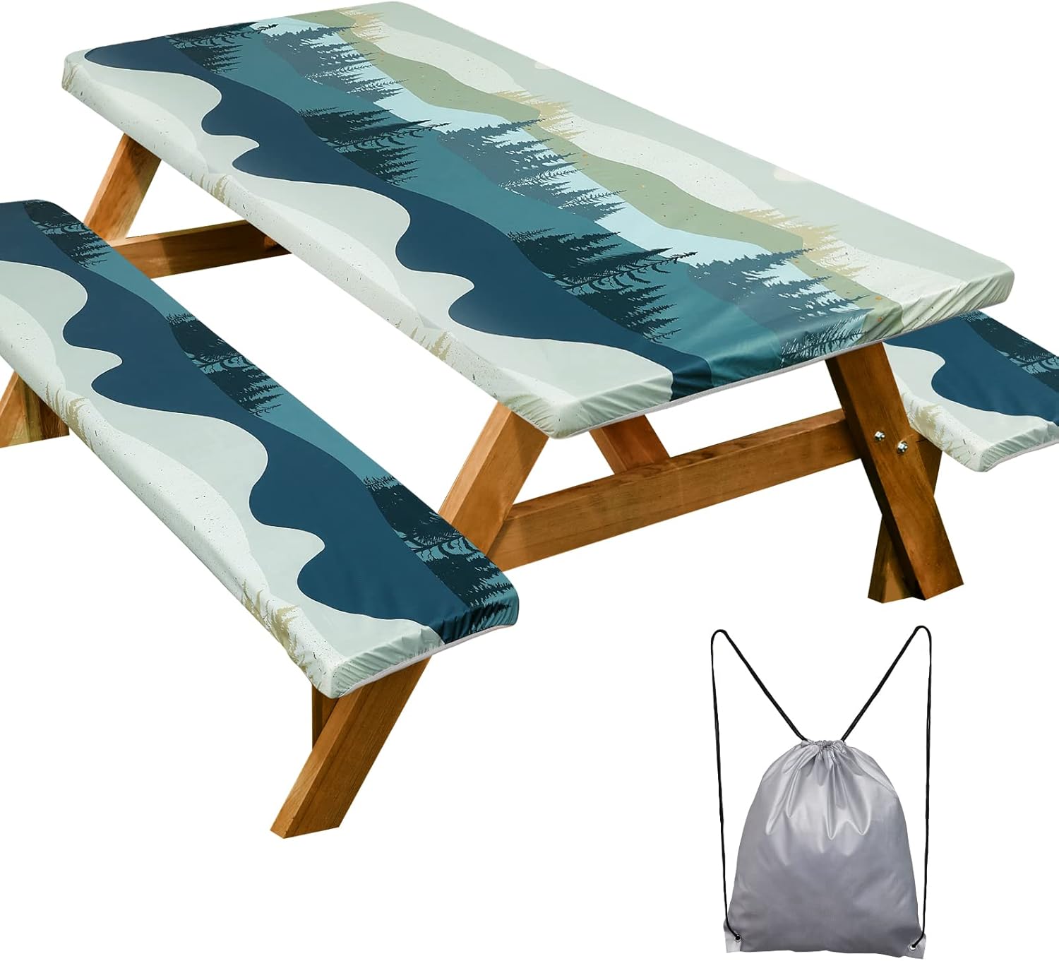 Picnic Table Cover with Bench Covers Camping Essentials Waterproof Windproof Cam...
