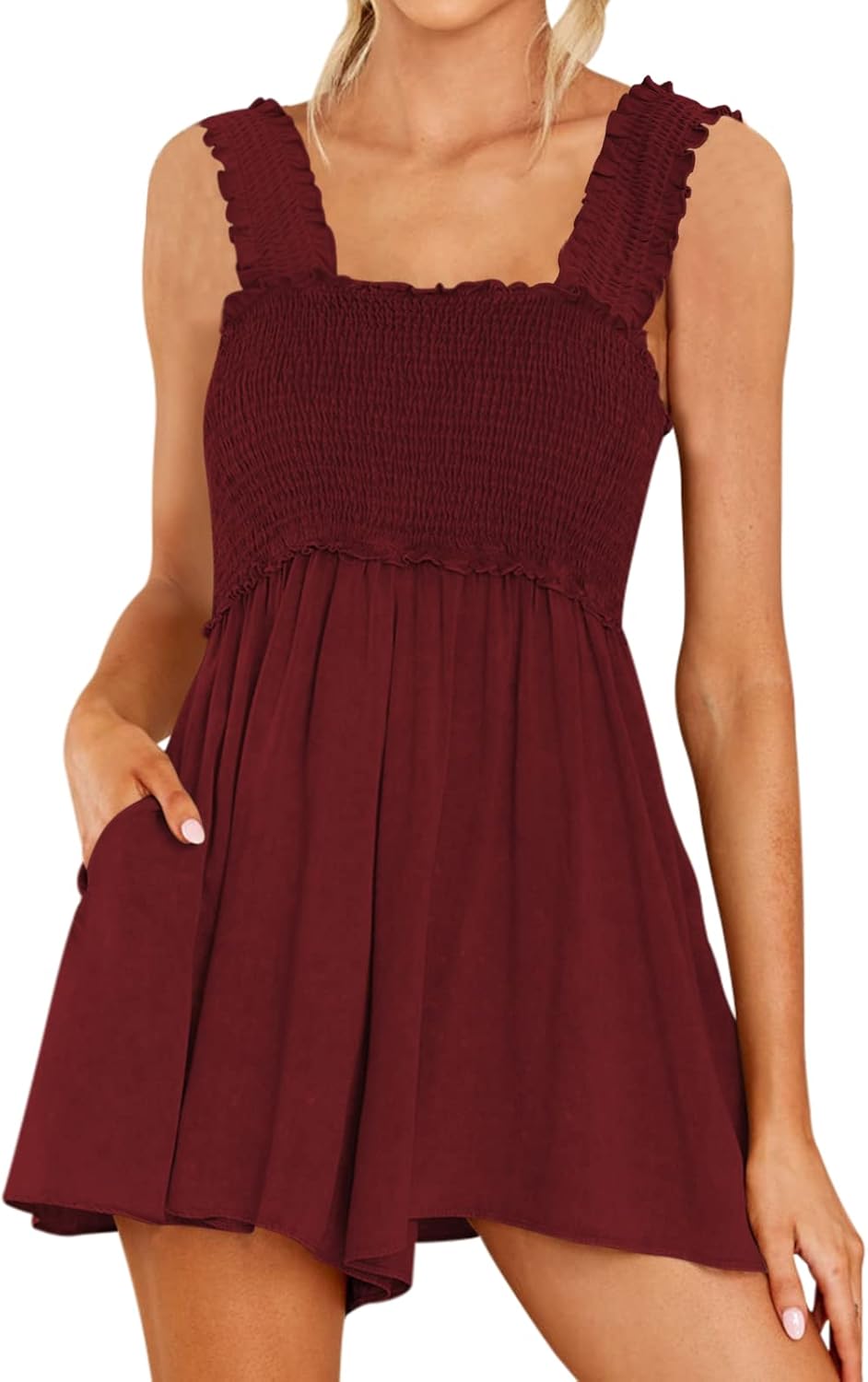 DEEP SELF Women Romper, Special Summer Sleeveless Romper with Square Collar, Inn...