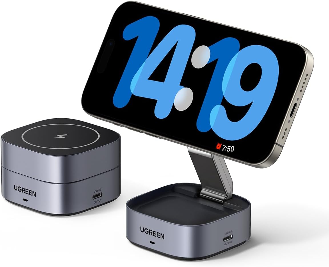 UGREEN MagFlow Magnetic Foldable Charging Station, Special 2-in-1 Fast Wireless...