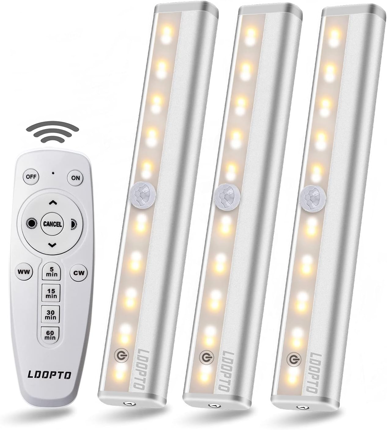 LDOPTO Under Cabinet Kitchen Lights with Remote Dimmable LED Cupboard led Batter...