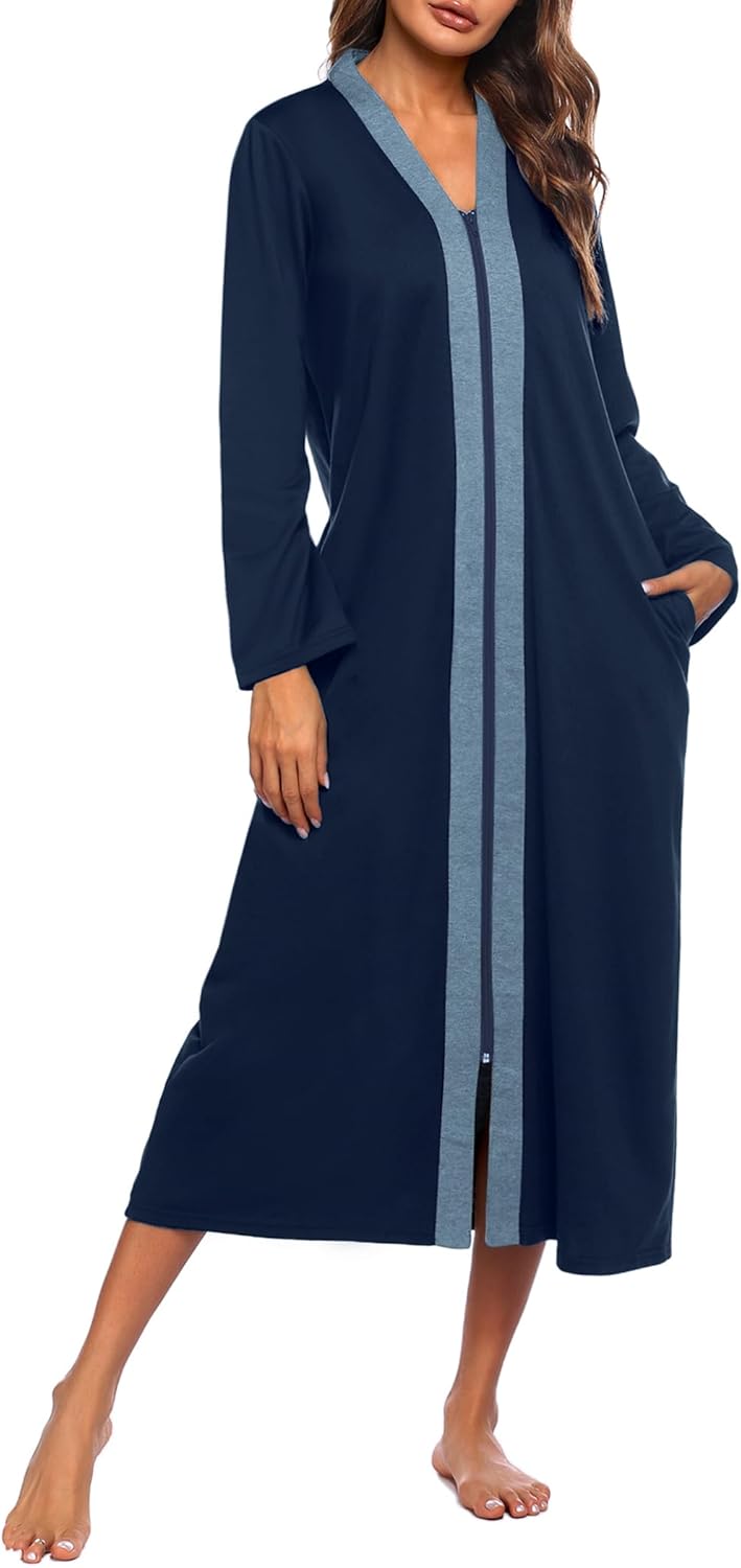 Ekouaer Zipper Robe, Special Women Loungewear with Long Sleeve, Innovative Light...