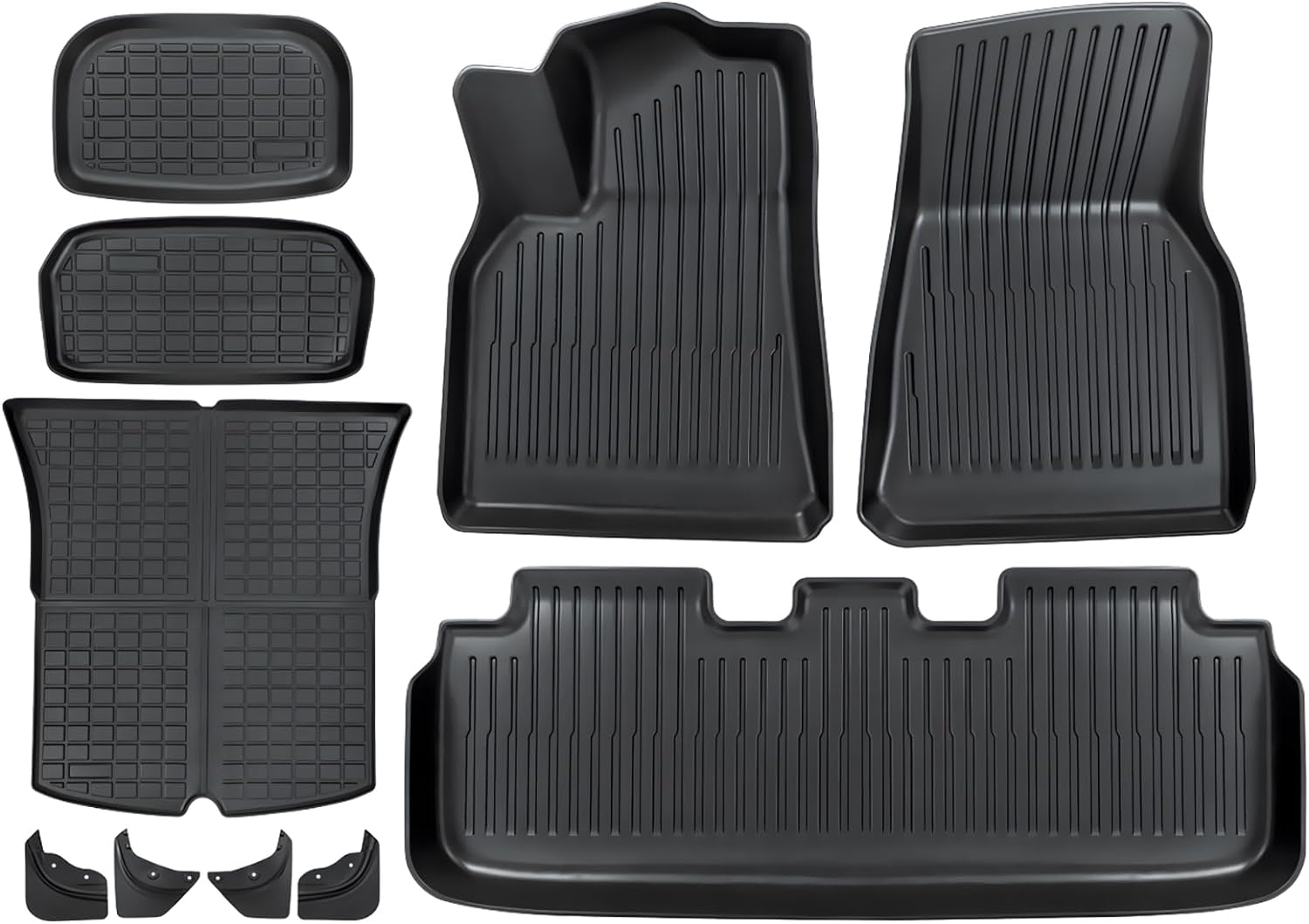 Floor and Trunk Mats for Tesla Model Y 5-Seat 2020-2024 Custom Fit All Weather T...