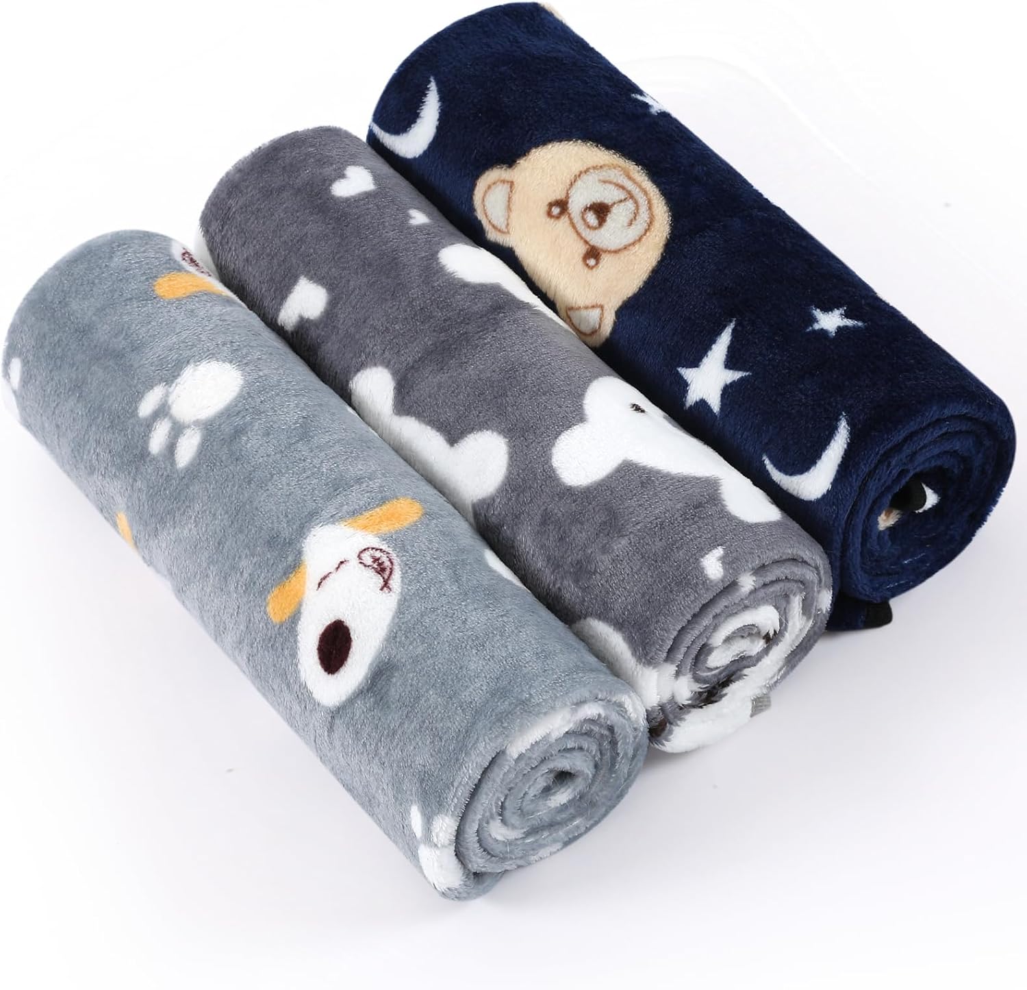 COMSLE Fluffy Dog Blankets Washable for Small Medium Large Dogs, 3 Pack Soft Fle...