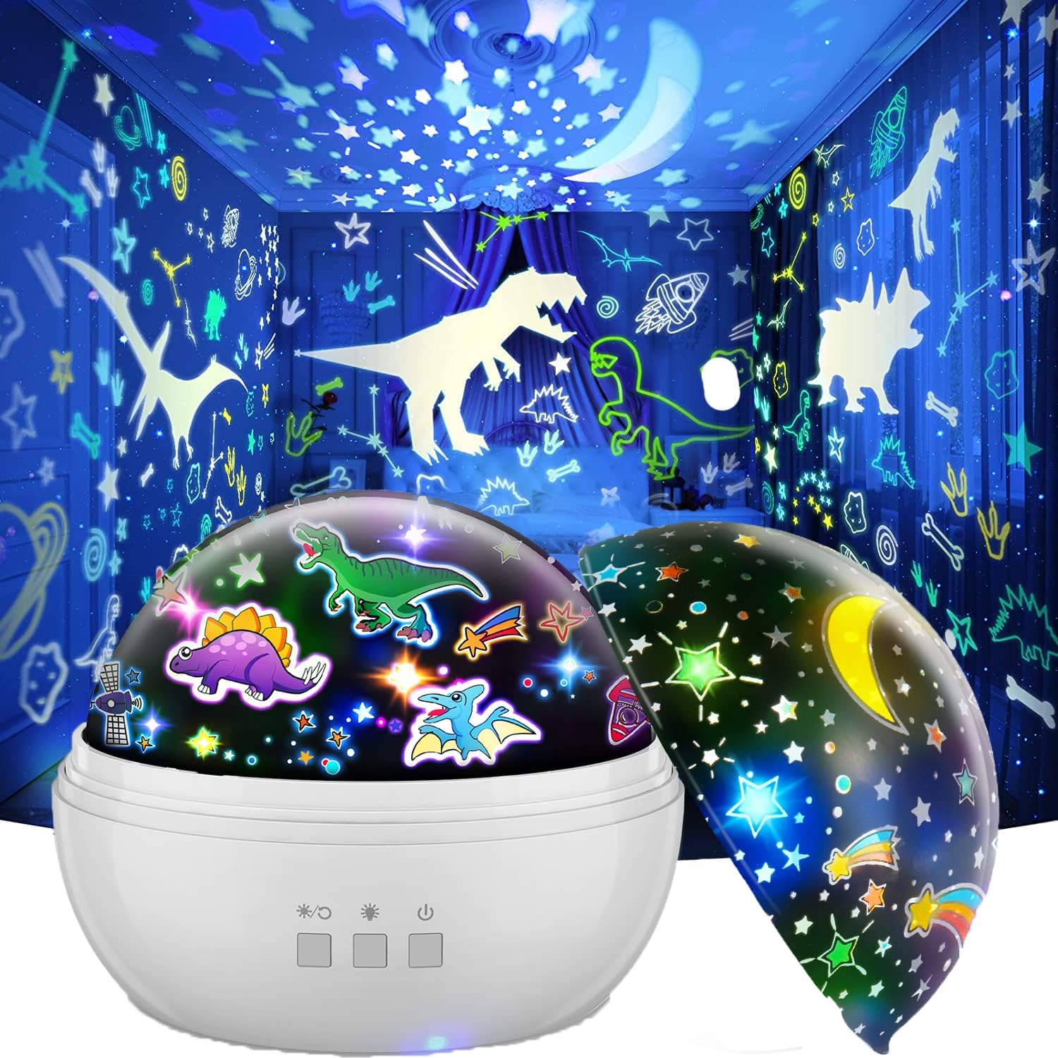 EUCOCO Sensory Lights for Babies, Dinosaur Night Light Projector Easter Decorati...