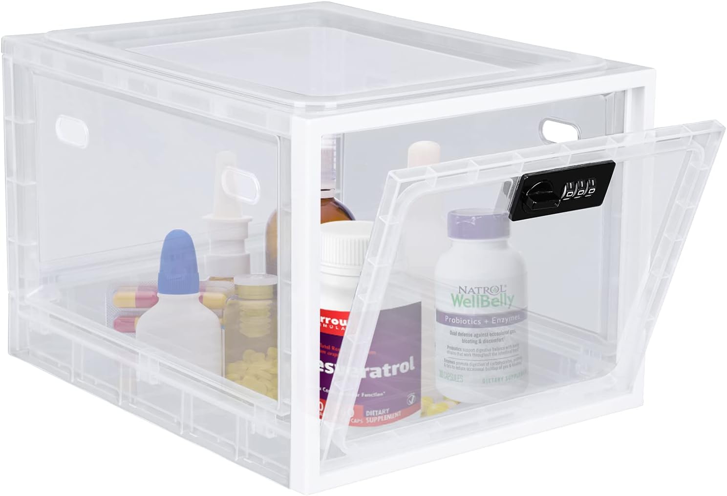 Gemaxvoled Lockable Medicine Box, Clear Medicine Storage Box, Premium Material L...