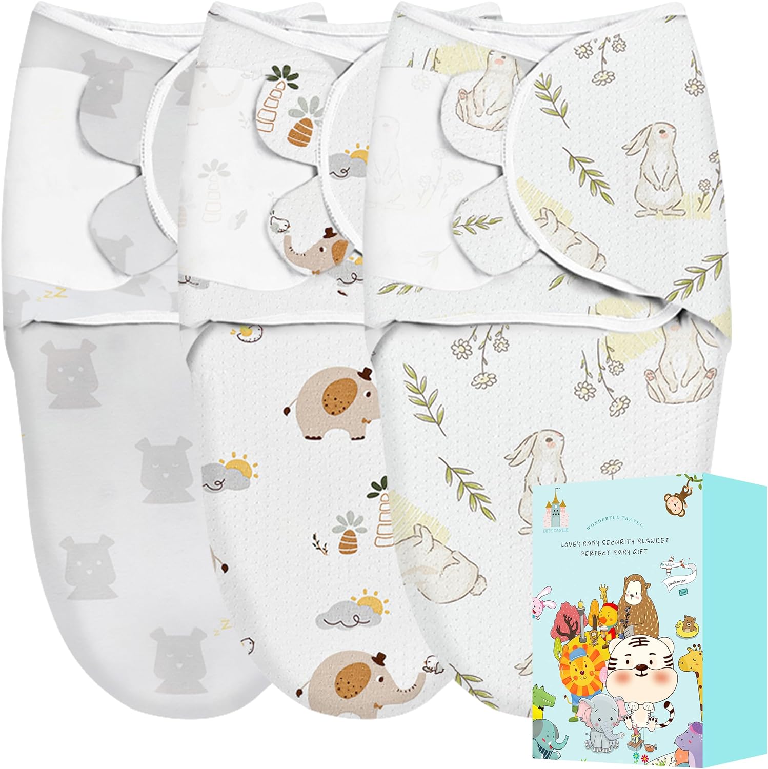 Cute Castle 3-Pack Baby Swaddle Sleep Sacks - Perfect Boxs - Newborn Swaddle Sac...