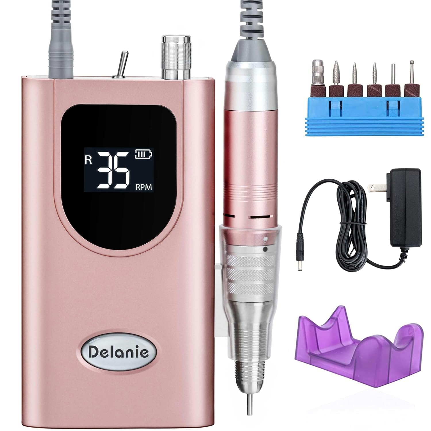 Delanie Professional Nail Drill Machine 35000 RPM, Portable Nail Drills for Acry...