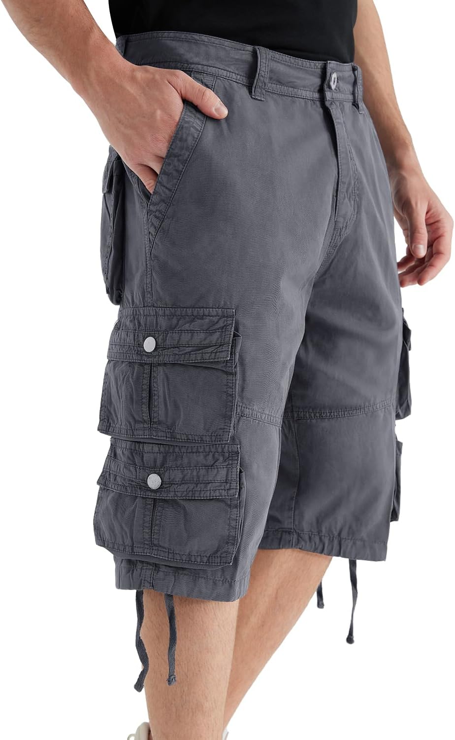 YGREYG Mens Cargo Shorts, Special Long Capri Below The Knee Shorts, Unique 3/4 R...