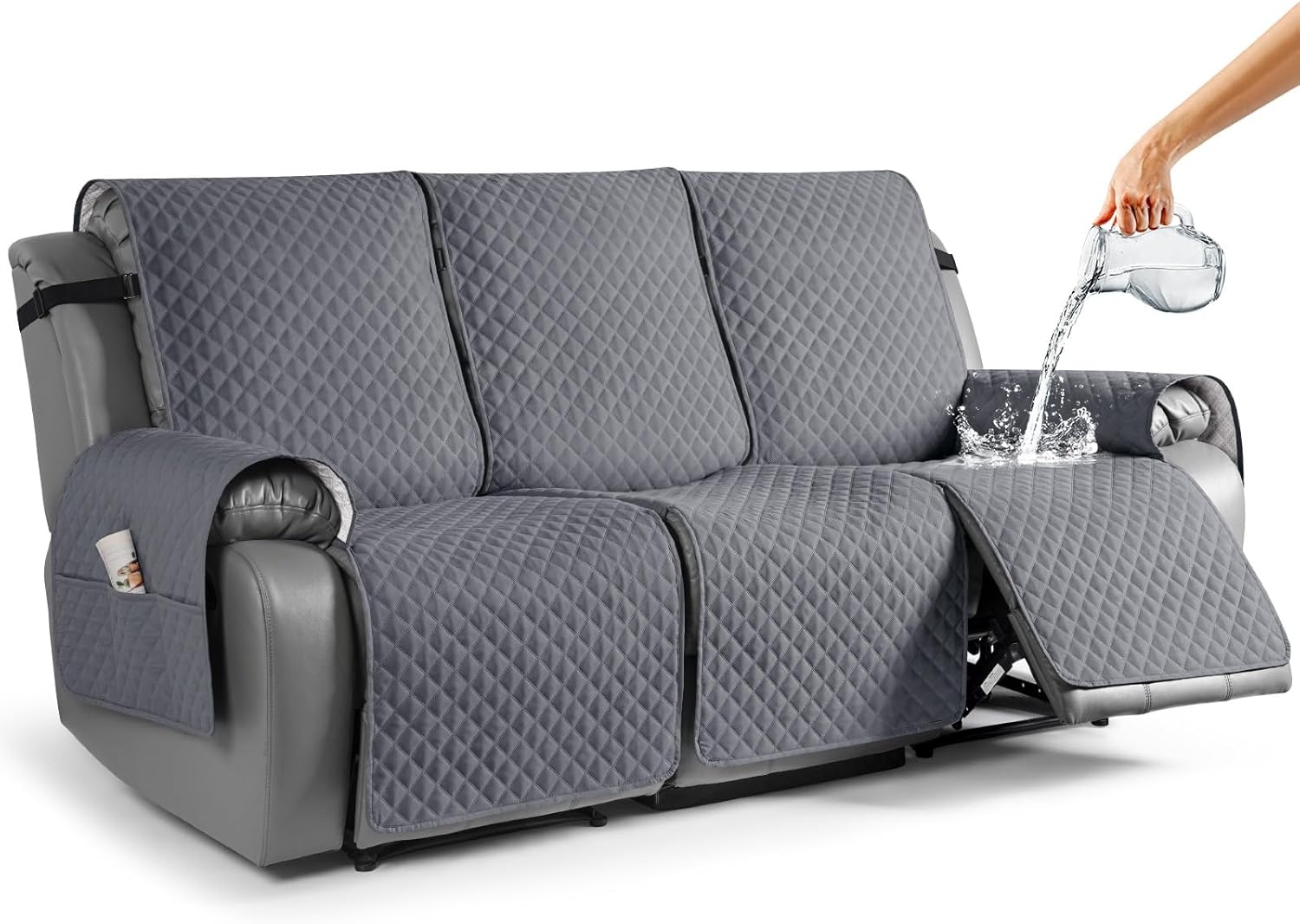 Anti-Slip Recliner Sofa Cover, TAOCOCO Couch Covers for Leather Recliner Sofa, S...
