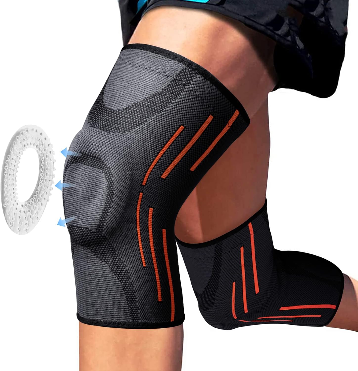 2 Pack Knee Support - Knee Compression Sleeves for Men & Women with Patella Gel...
