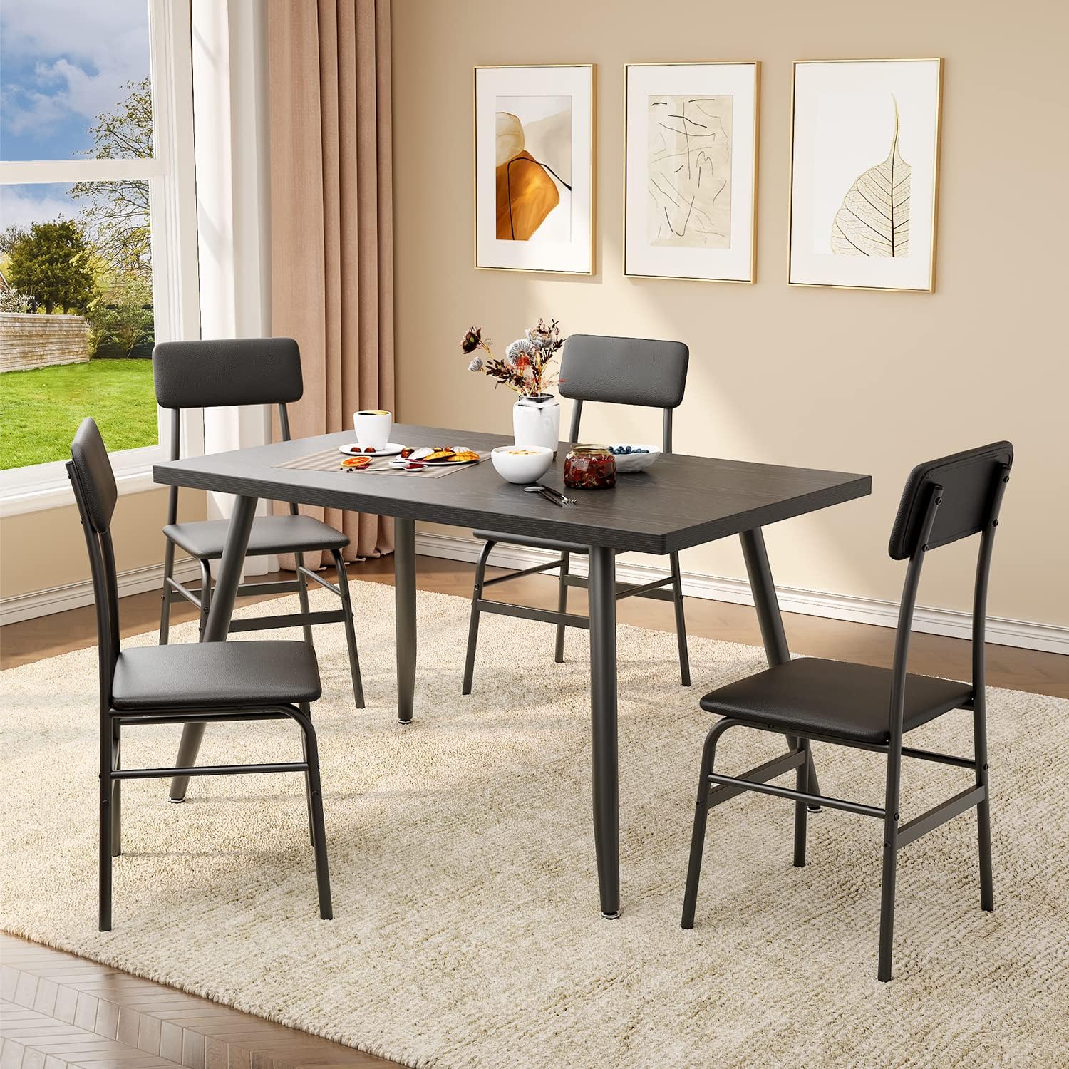 Gizoon Dining Table Set for 4, Kitchen Dining Table with 4 Chairs for Small Spac...