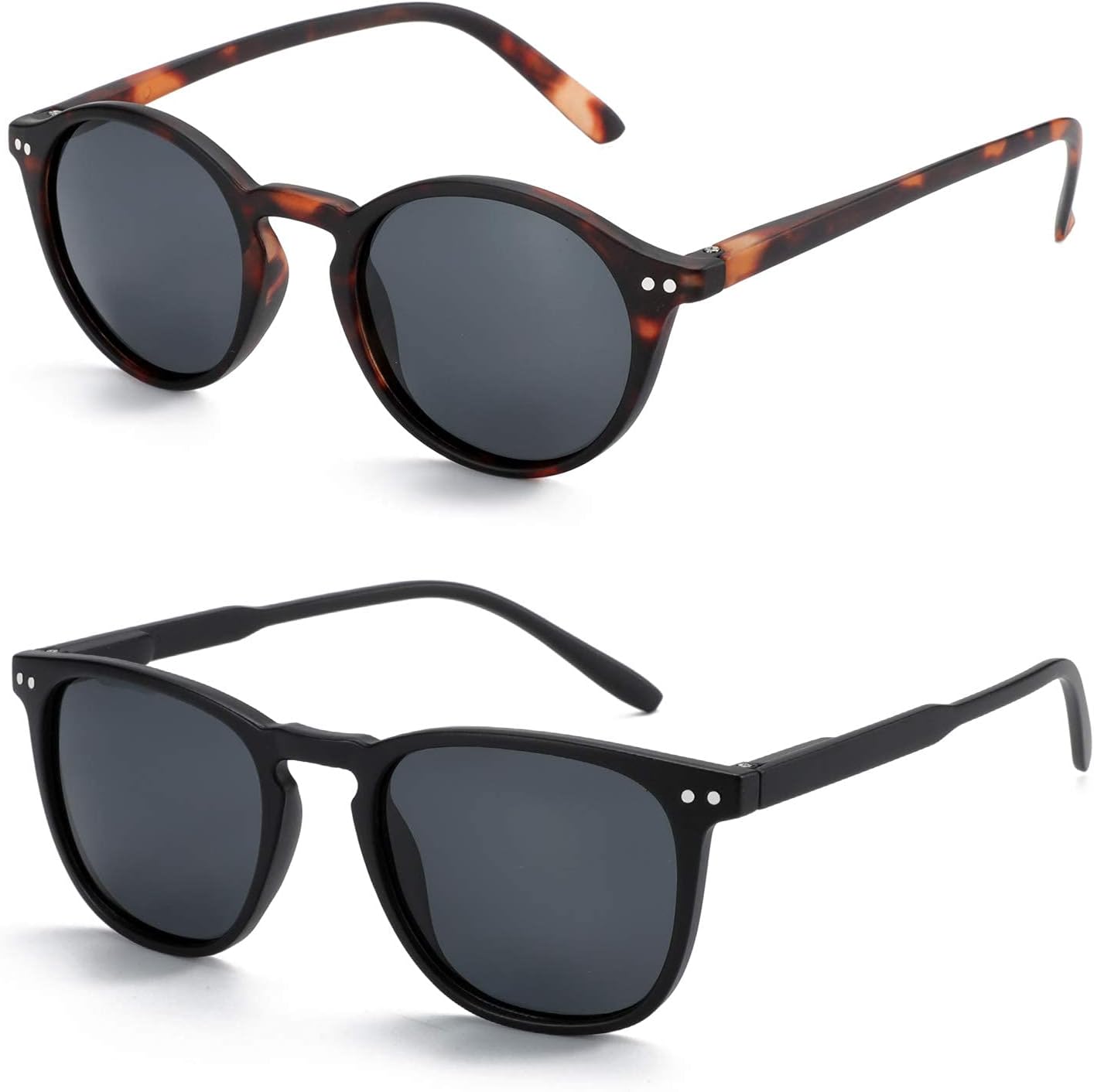 ZENOTTIC 2 Pack Polarised Sunglasses Womens Mens Retro Vintage Round and Square...