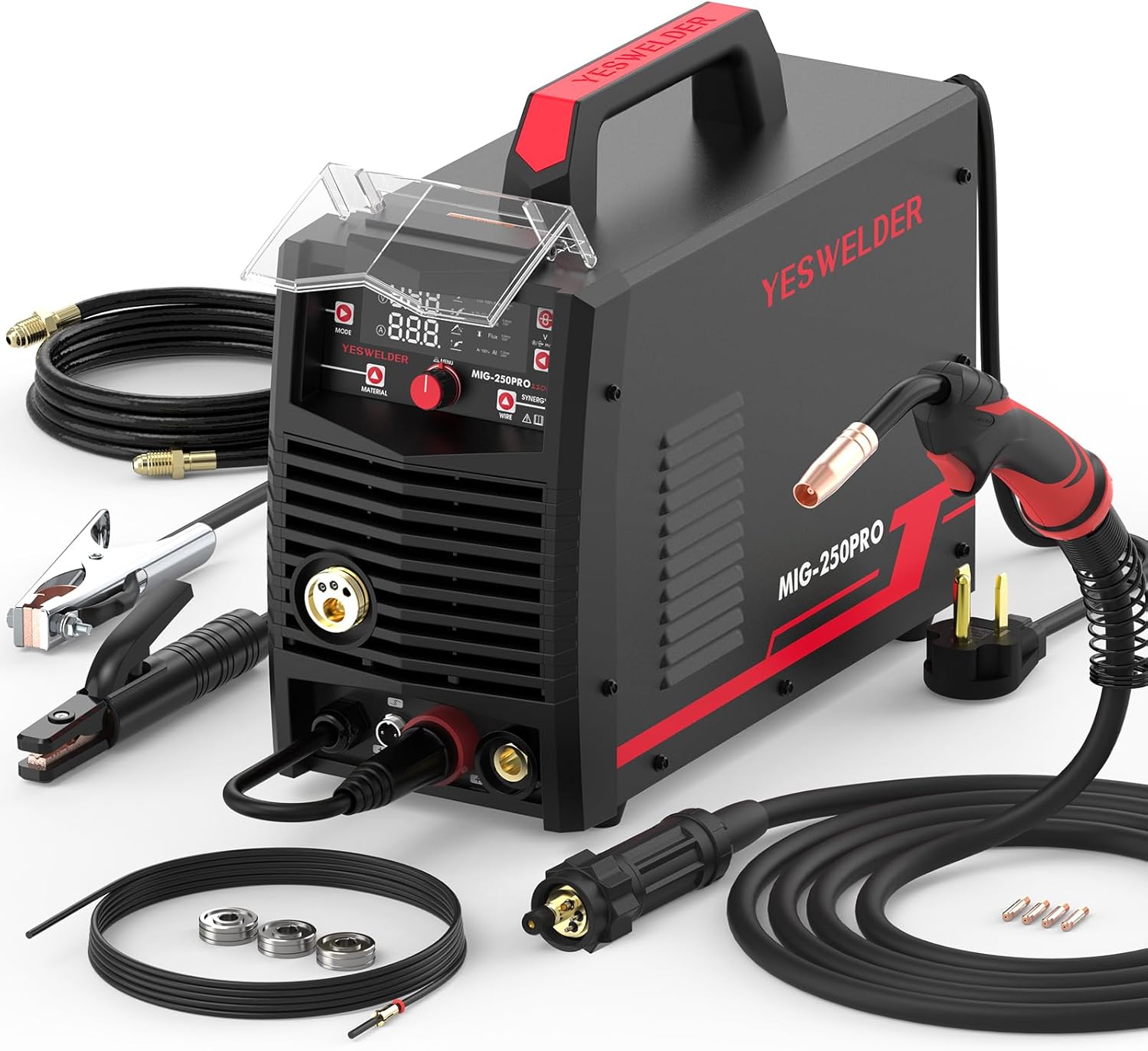 YESWELDER MIG-250 PRO Aluminum MIG Welder, 250Amp 220V, Gas MIG Gasless Flux Cor...