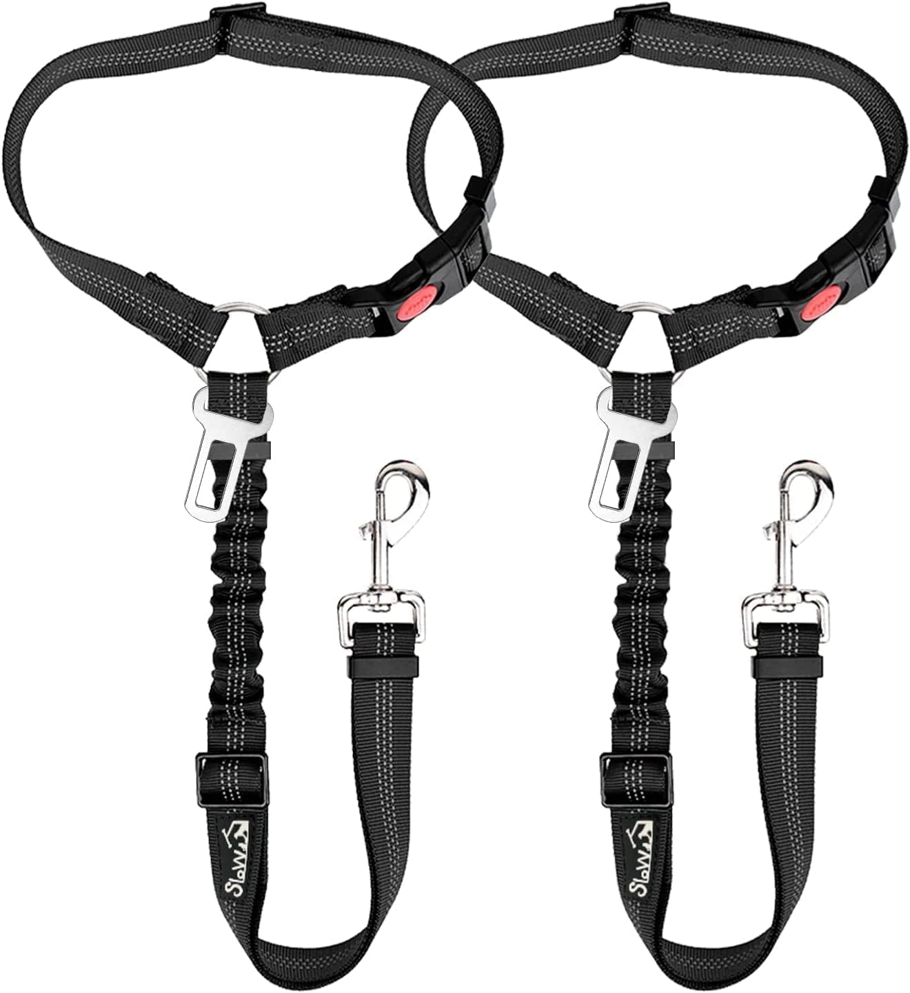 SlowTon Dog Seat Belt for Car, 2 Pack Dog Car Harness Seatbelt Adjustable with E...