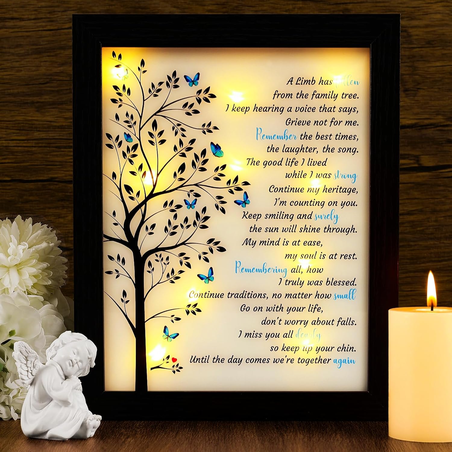 Memorial Gifts LED Shadow Box, Special Sympathy Gift for Loss of Mother Mom Fath...