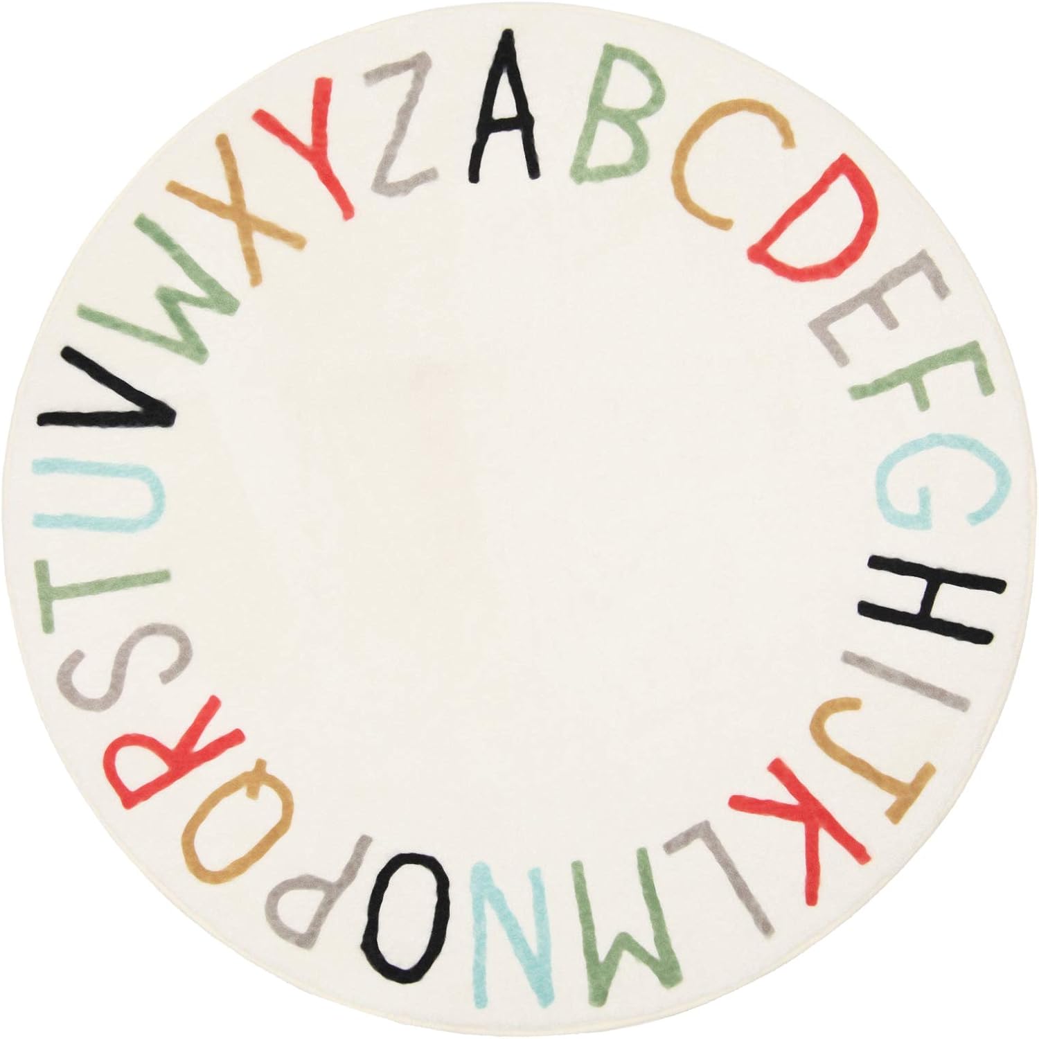 Topotdor Rainbow Round Kids Play Rug Alphabet Nursery Area Rug Extra Large Soft...