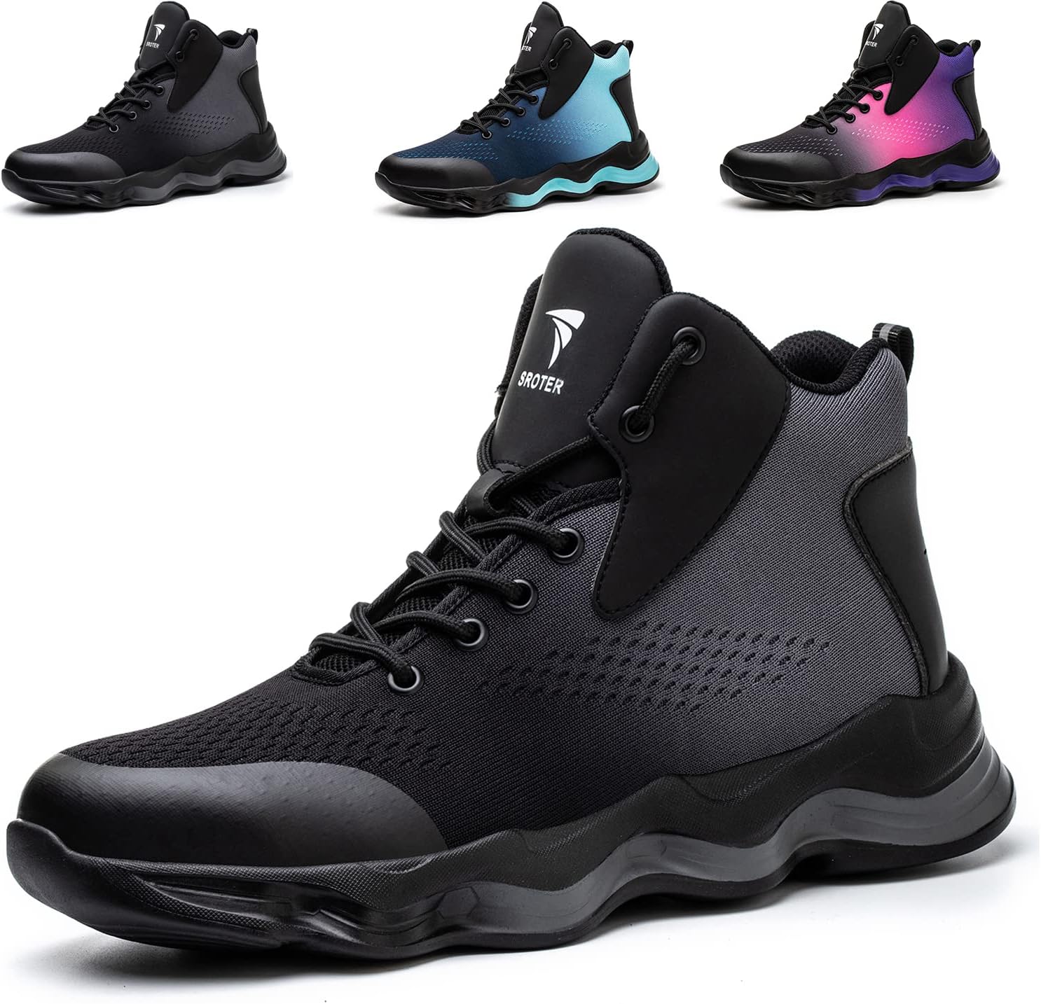 YISIQ Safety Boots Men Women Steel Toe Cap Trainers Safety Work Shoes Lightweigh...