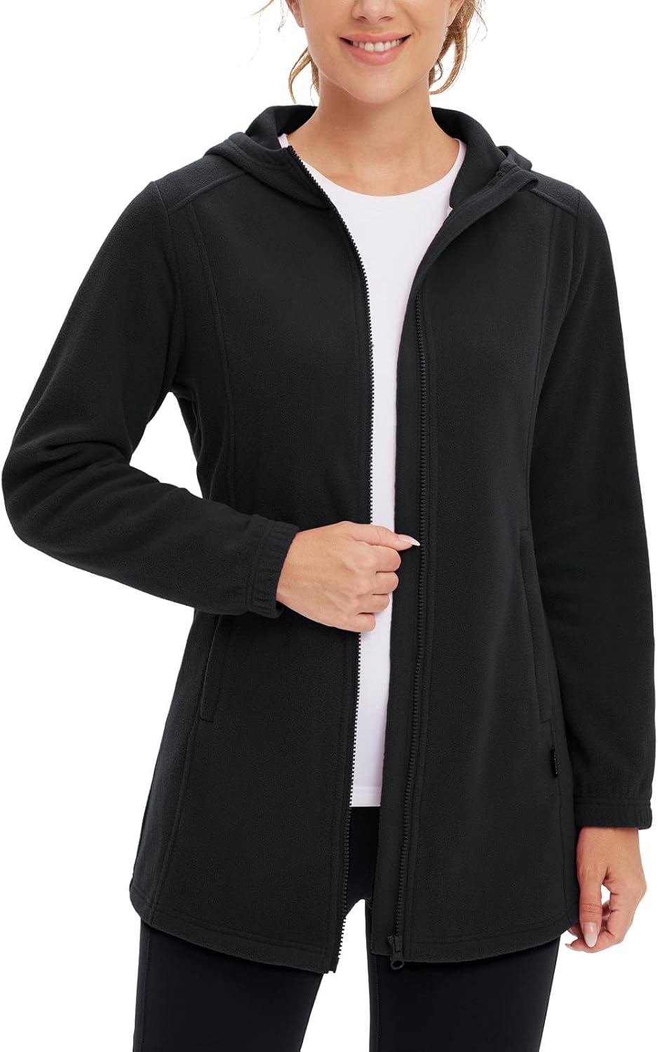 BALEAF Women's Long Fleece Jacket, Special Full Zip Polar Fleece Hoodie, Innovat...