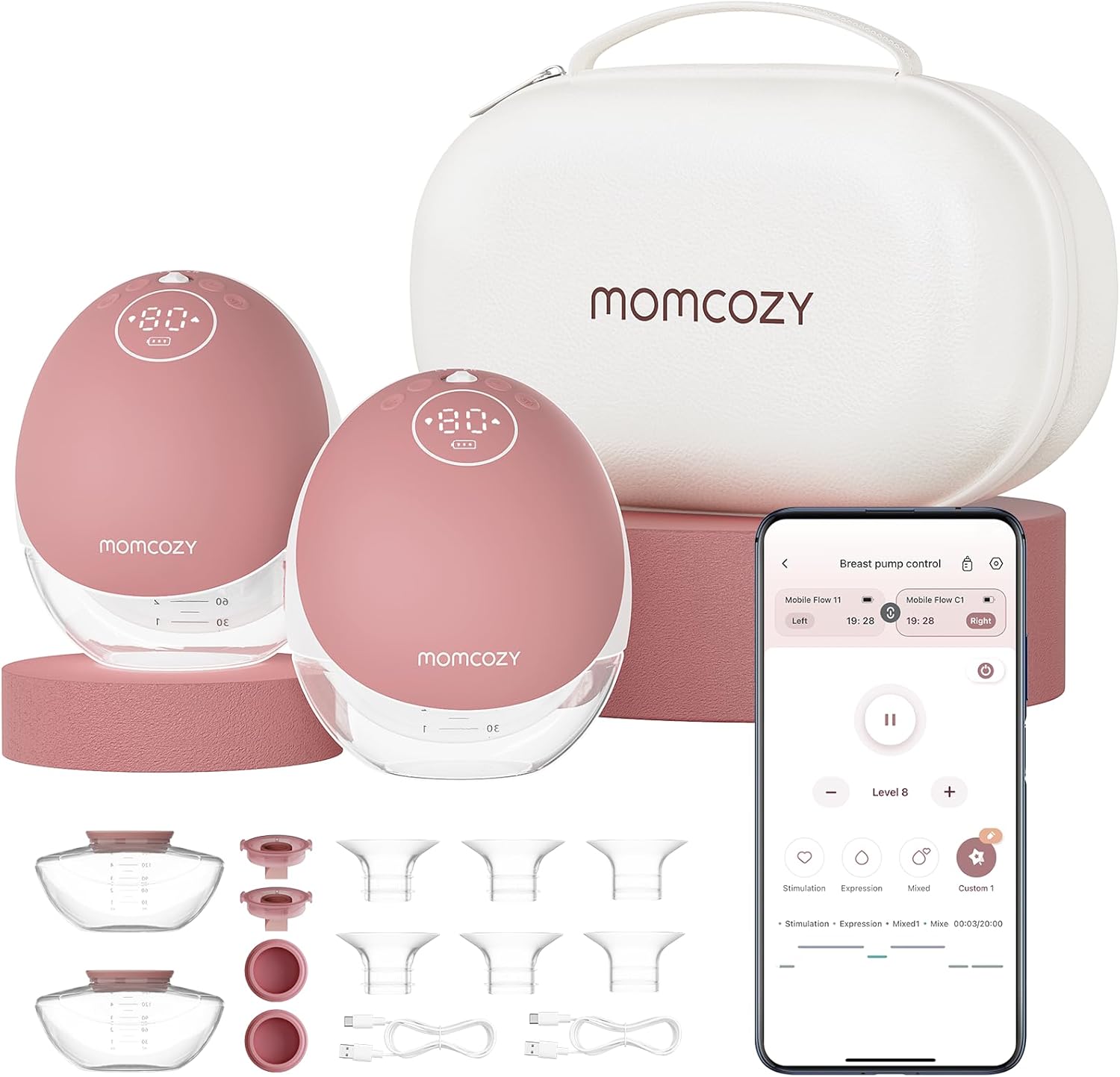 Momcozy Breast Pump Hands Free Mobile Flow | M9, App Discreet Control with Perso...