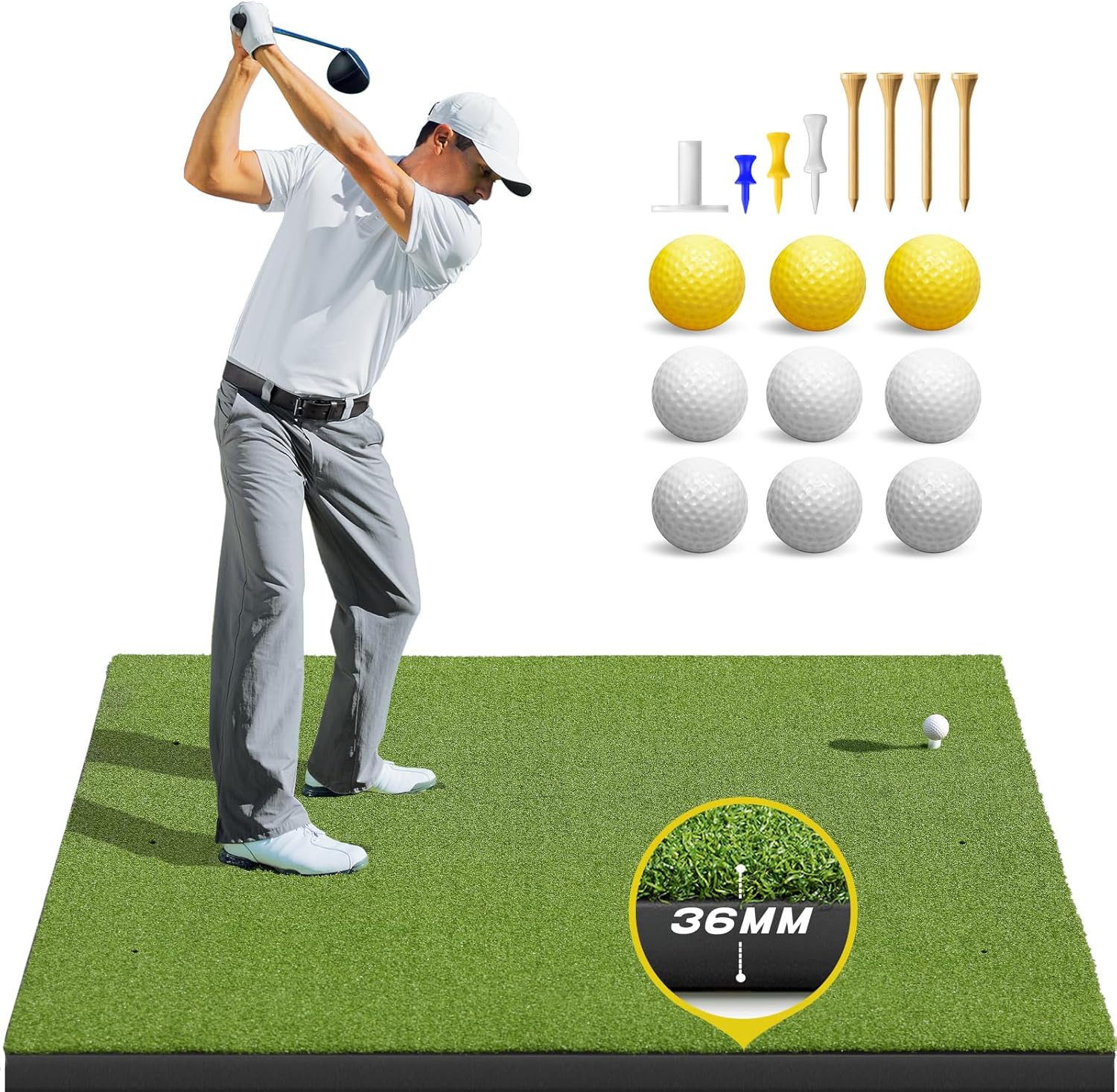 Bltend Golf Mat, Golf Hitting Mats Practice Outdoor Indoor, Artificial Turf Golf...