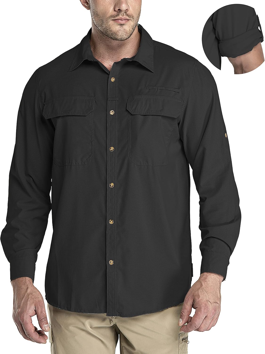 33,000ft Men's Long Sleeve Sun Protection Shirt UPF 50+ UV Quick Dry Cooling Fis...