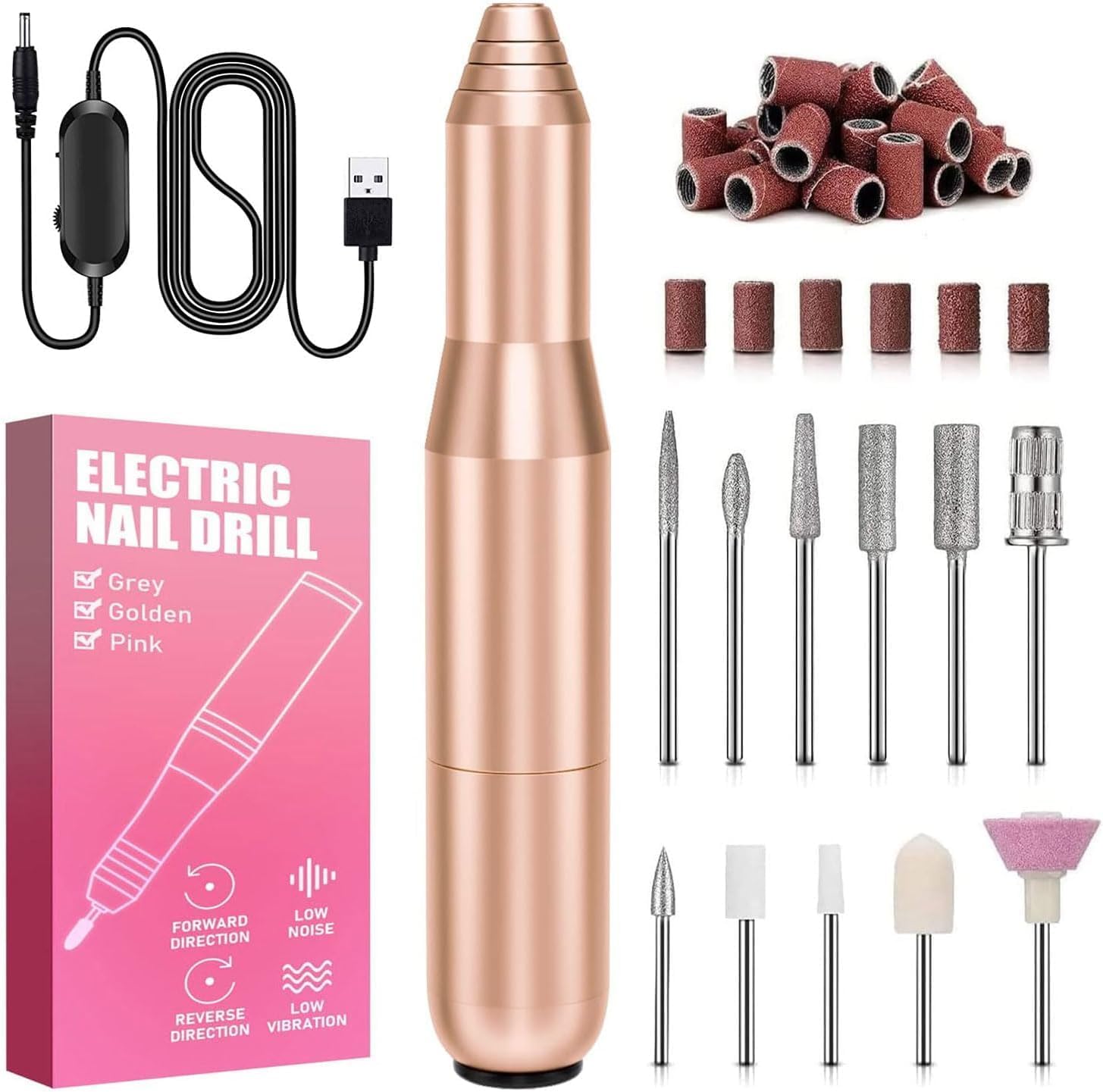 FOLAI Electric Nail Files, Professional Nail Drill for Acrylic Nails Gel, Electr...