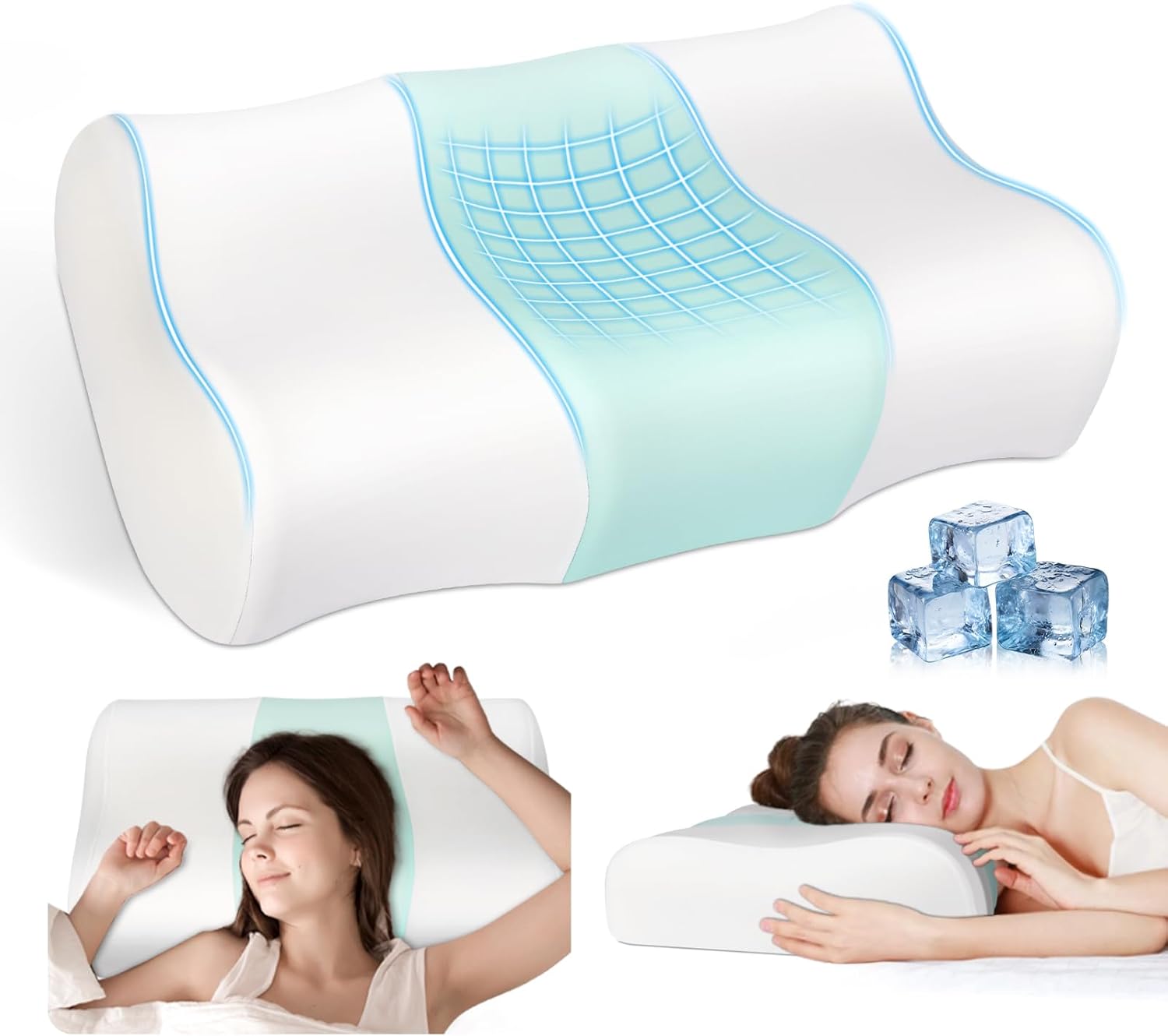 Cooling Memory Foam Pillow Cervical Neck Pillow,Ergonomic Orthopedic Contour Pil...