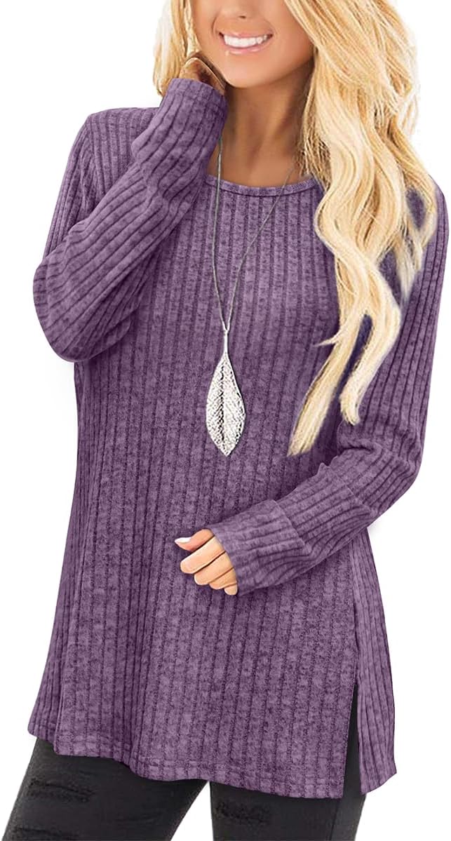 Jescakoo Womans Sweaters Long Sleeve Tunic Tops to Wear with Leggings Grey S D-p...