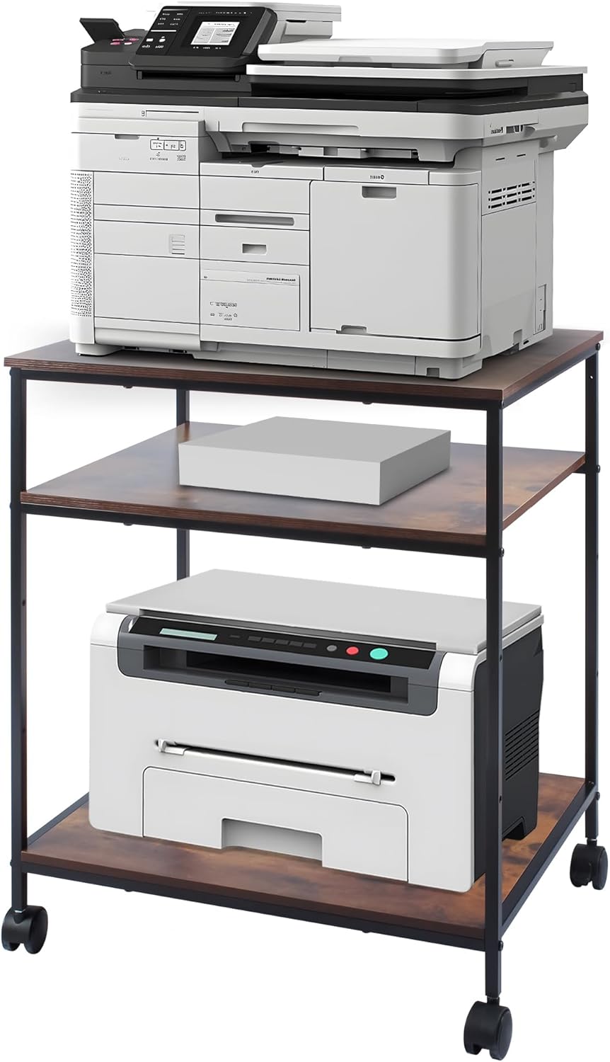 EMERIT Large Printer Stand, 23.6" W x 18.9" D x 31.5" H Printer Table with Adjus...