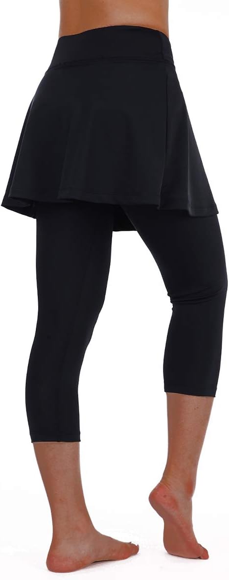 ANIVIVO Women Tennis Skirted Leggings with Pockets, Capris Yoga Leggings with Sk...