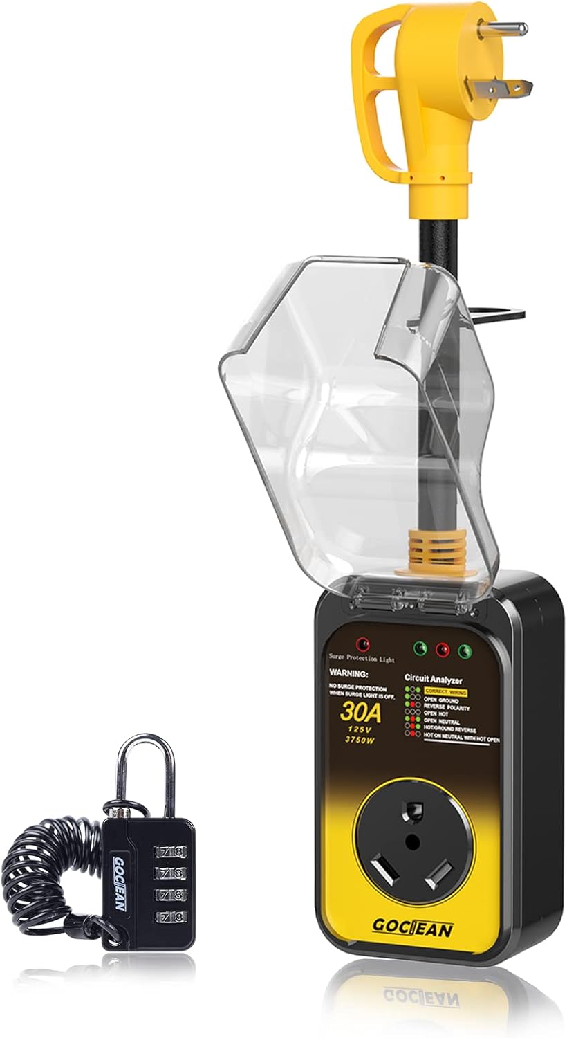 RV Surge Protector 30 Amp, Upgraded 8400 Joules with Waterproof Cover and Anti-T...