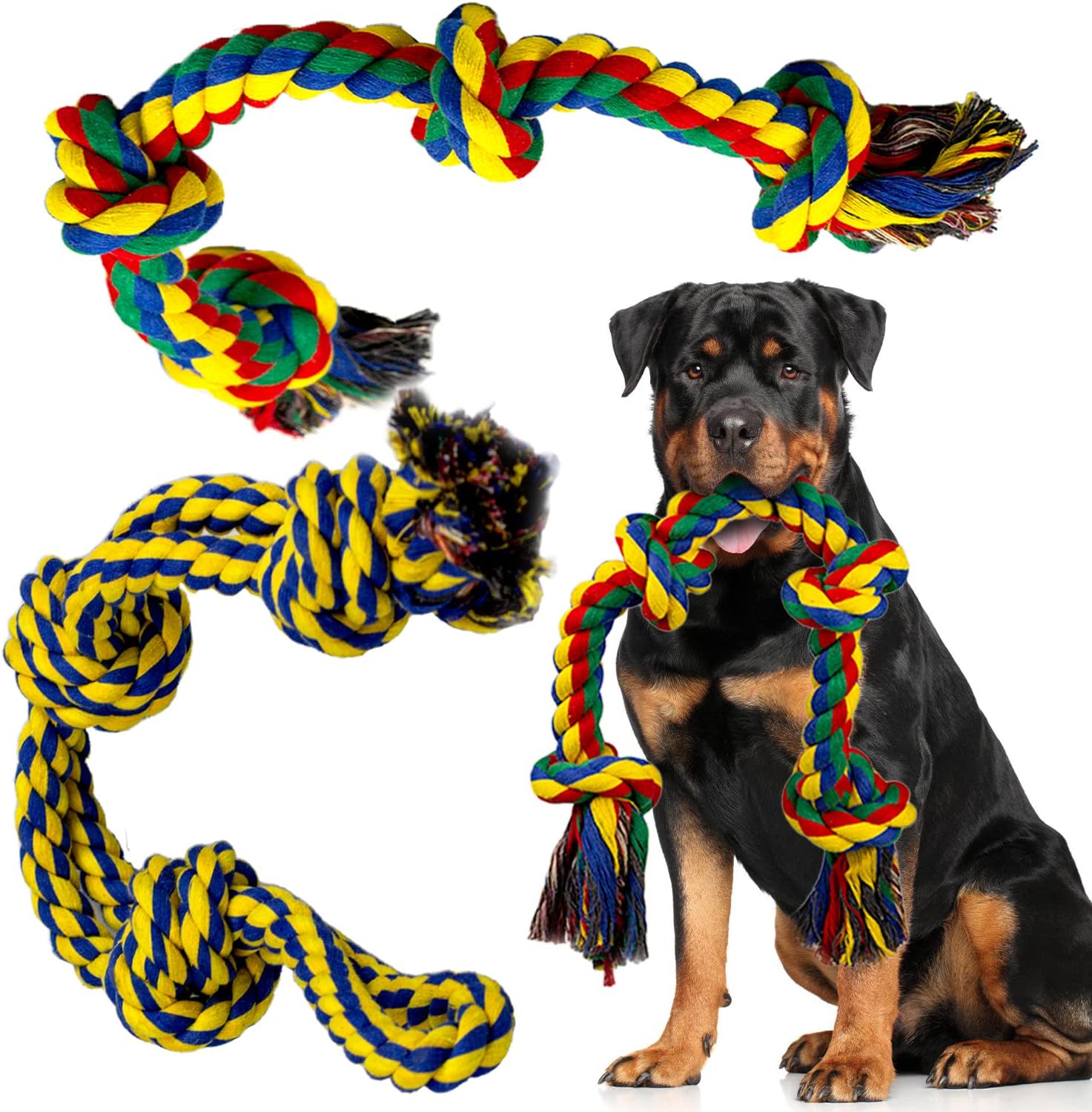Decyam Dog Rope Toys for Large and Medium Breeds - 2-Pack of Heavy Duty XL Indes...
