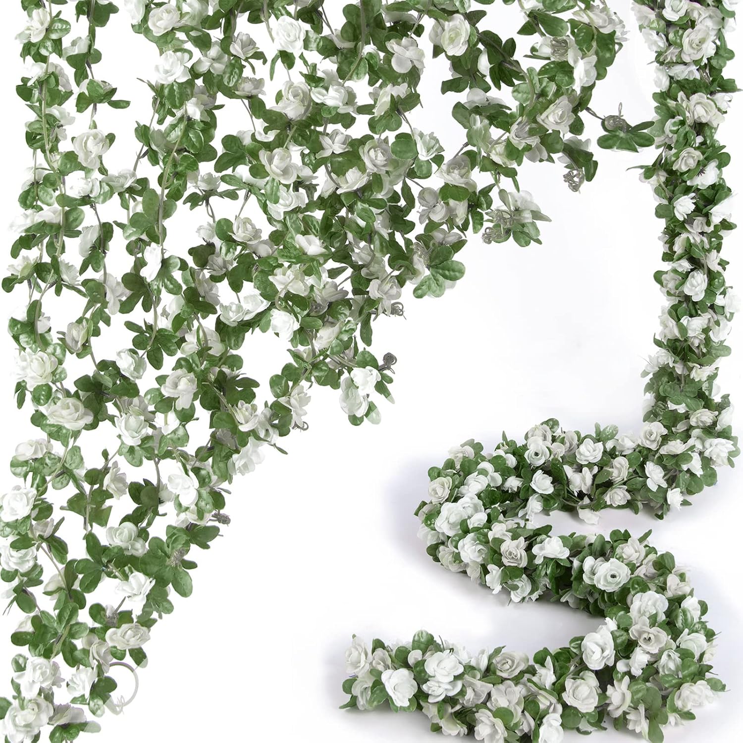 8 Pcs 66FT Flower Garland, Special Artificial Rose Vine Flowers with Green Leave...