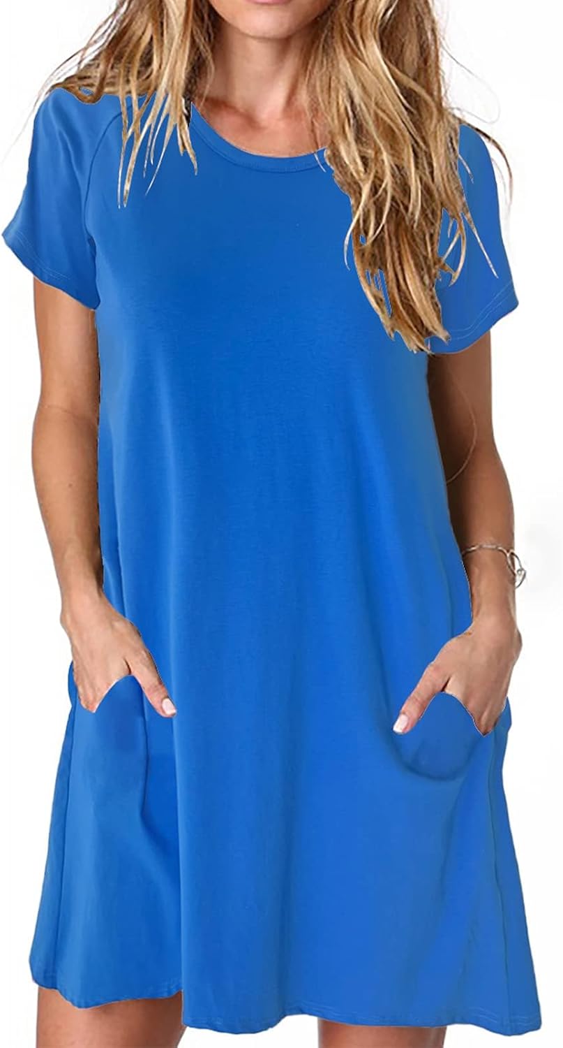 Alaster Women’s Casual Summer T Shirt Dress Loose Short Sleeve Tunic Dress with...