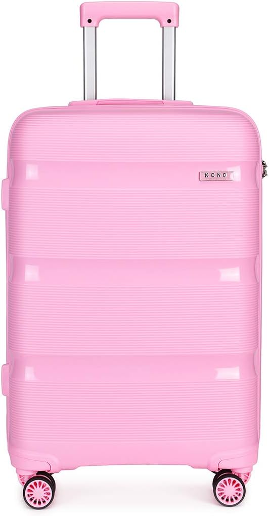 Kono Carry On Luggage Hard Shell Travel Trolley 4 Spinner Wheels Lightweight Pol...
