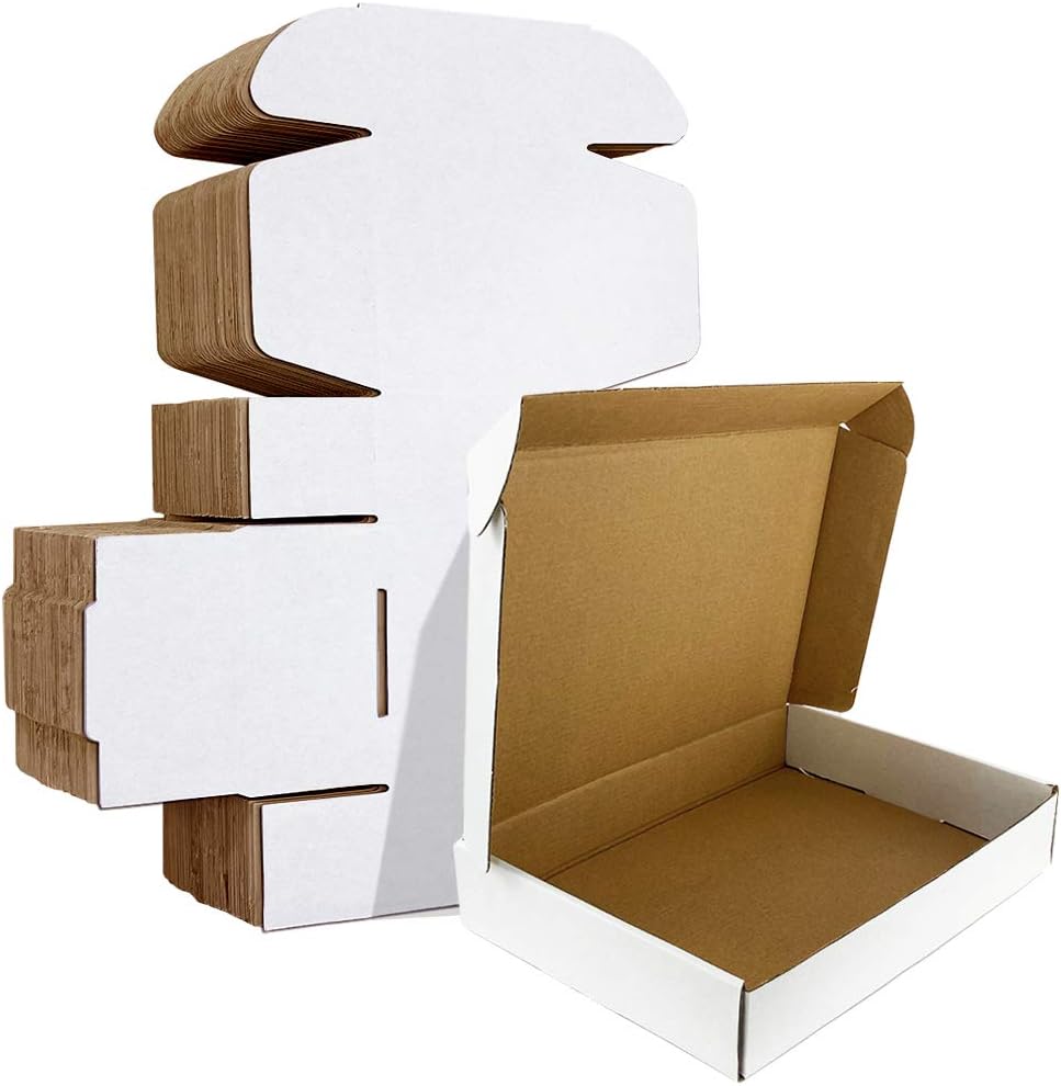 HORLIMER 11x8x2 inches Shipping Boxes Set of 25, White Corrugated Cardboard Box...