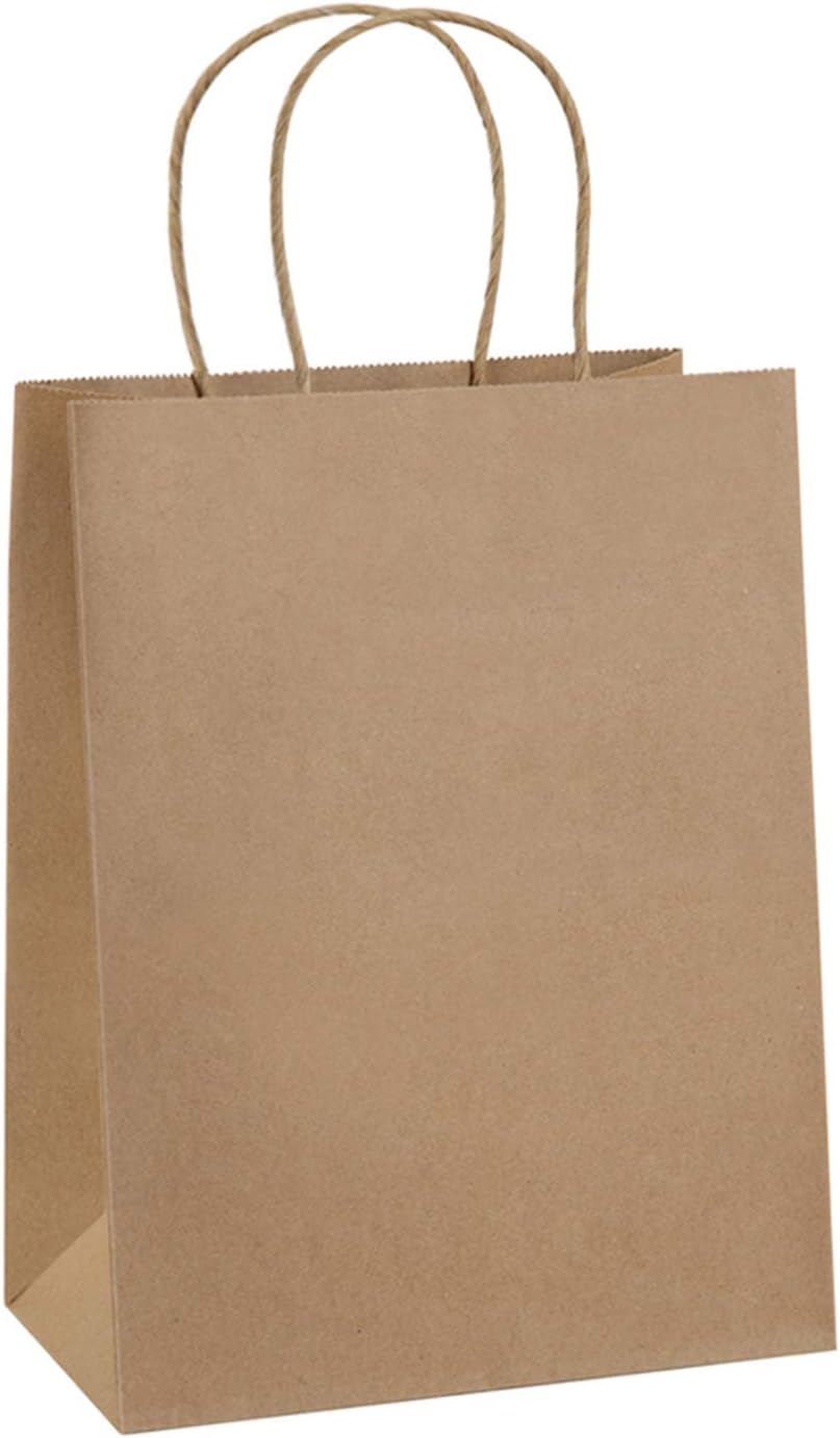 BagDream Gift Bags 8x4.25x10.5 100Pcs Paper Gift Bags Medium Size Brown Paper Ba...
