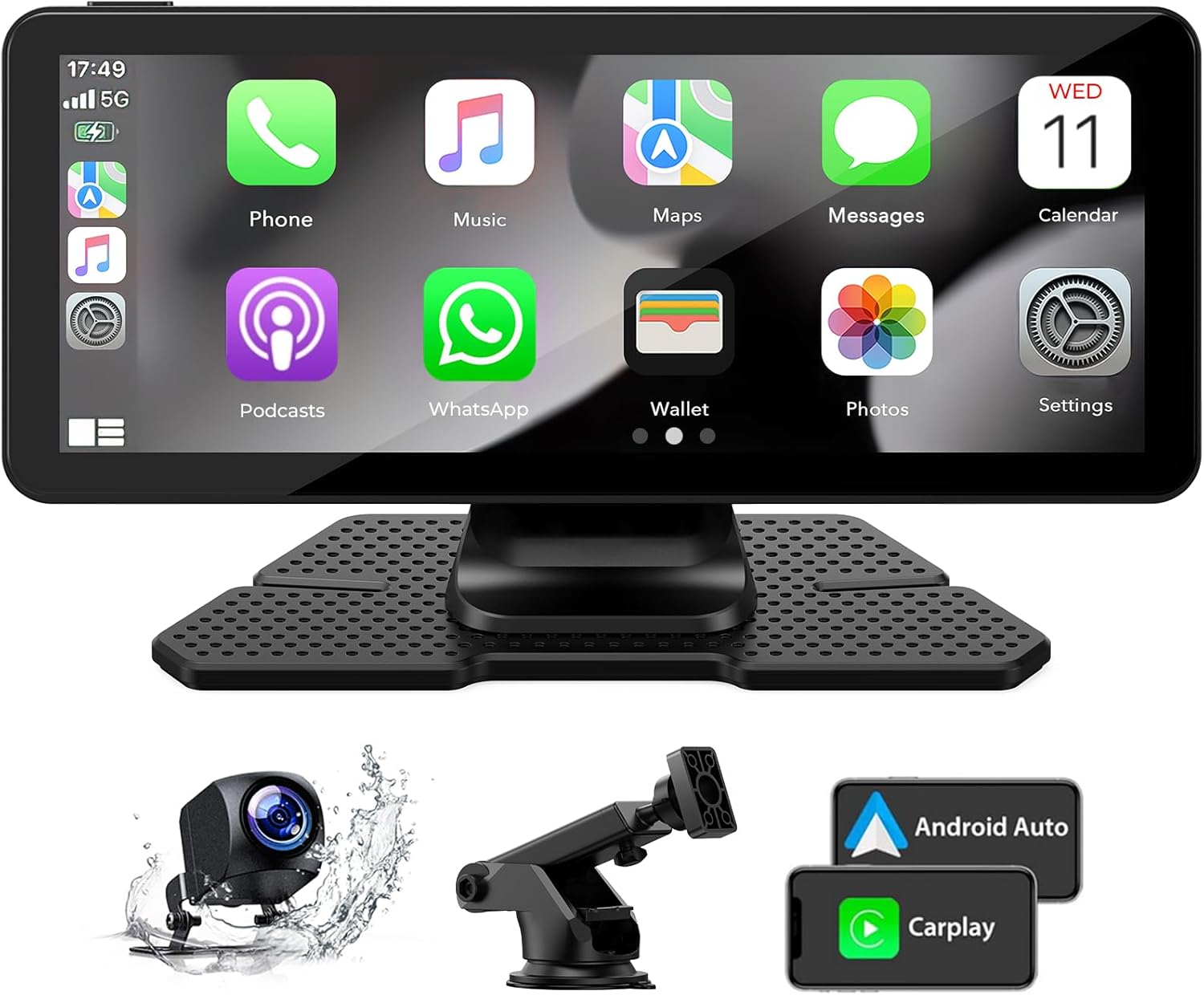 LAMTTO Wireless Carplay Car Stereo & Android Auto, Portable 6.86" Touch Screen C...