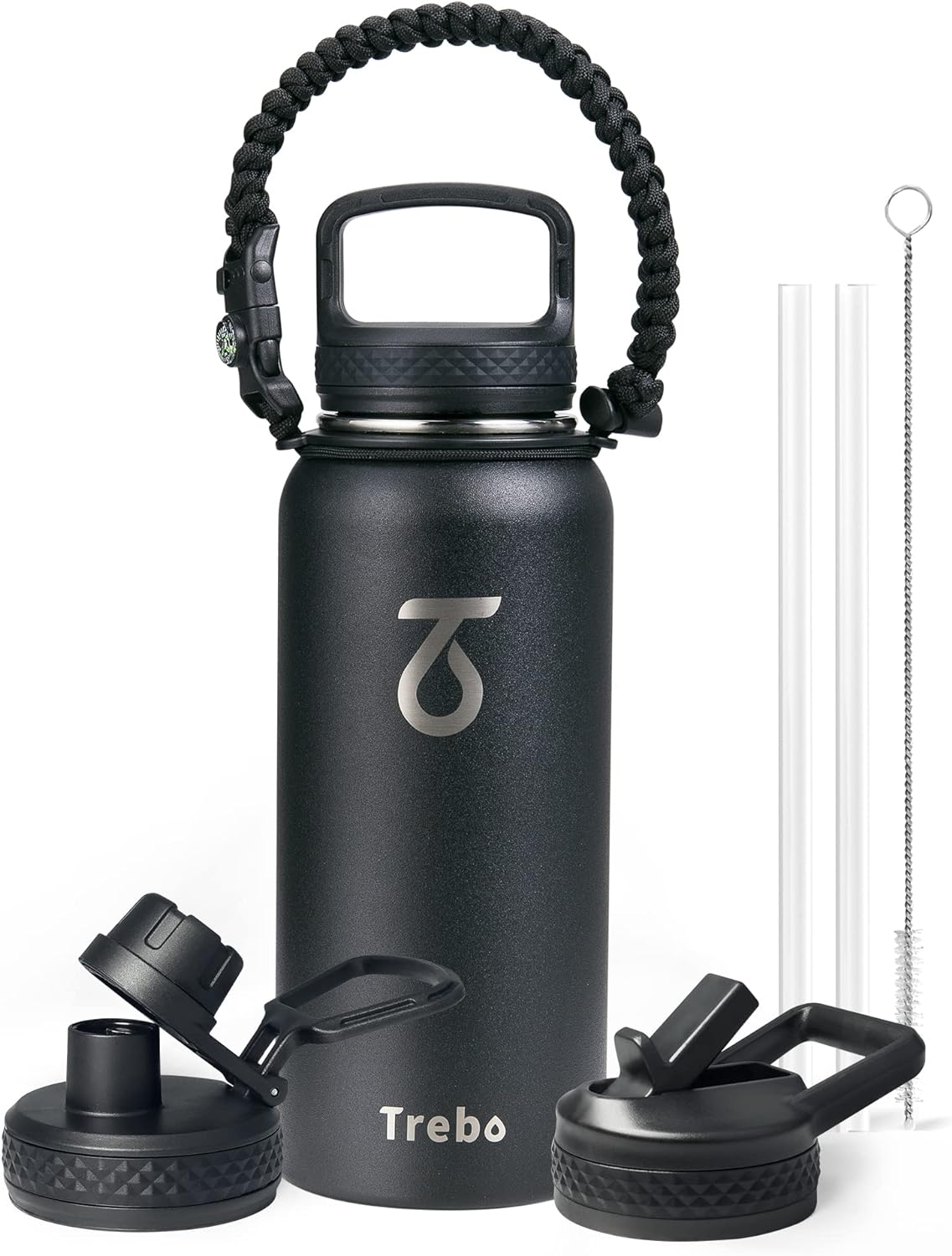 Stainless Steel Water Bottle with Straw 1L, Trebo Insulated Water Bottle 1L Meta...