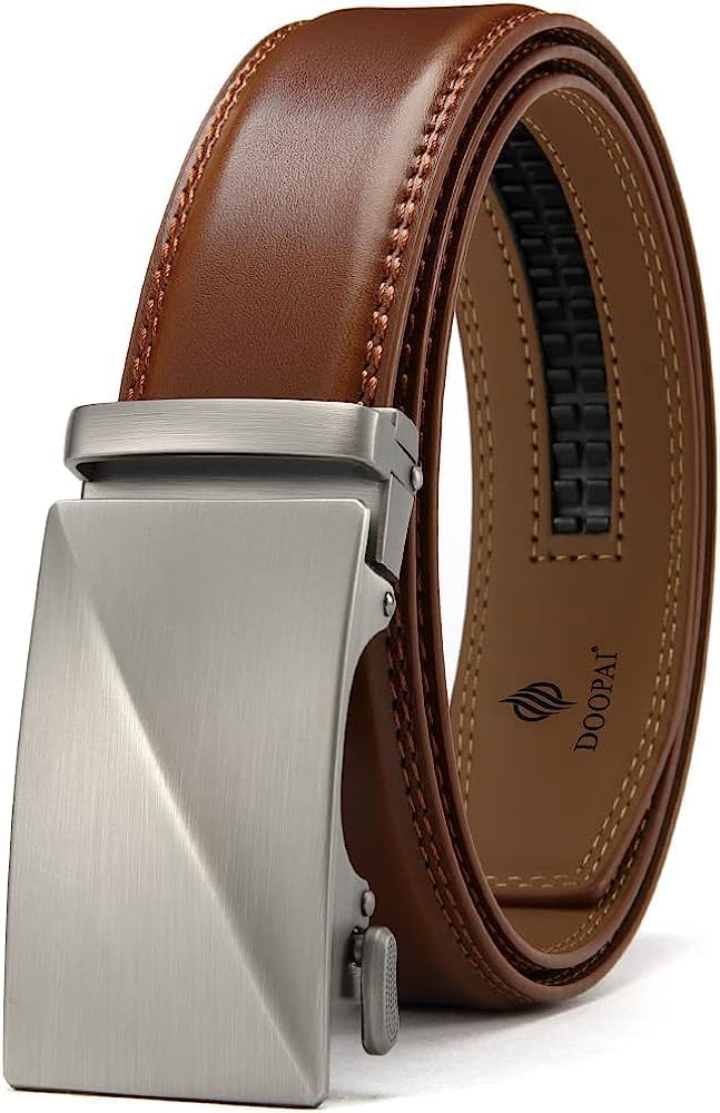 DOOPAI Leather Ratchet Belts for Men Automatic Belts Men With Easier Slide Buckl...