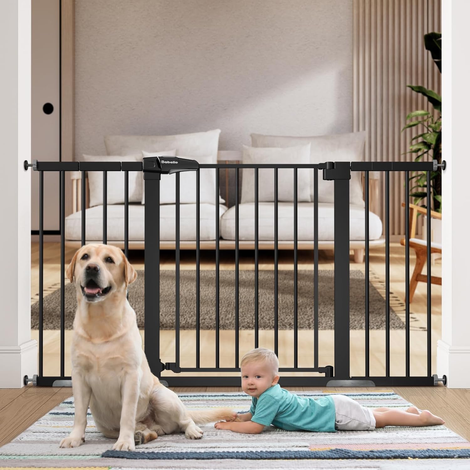 BABELIO Extra Wide Baby Gate, 29-55" Auto Close Dog Gate for The House and Doorw...