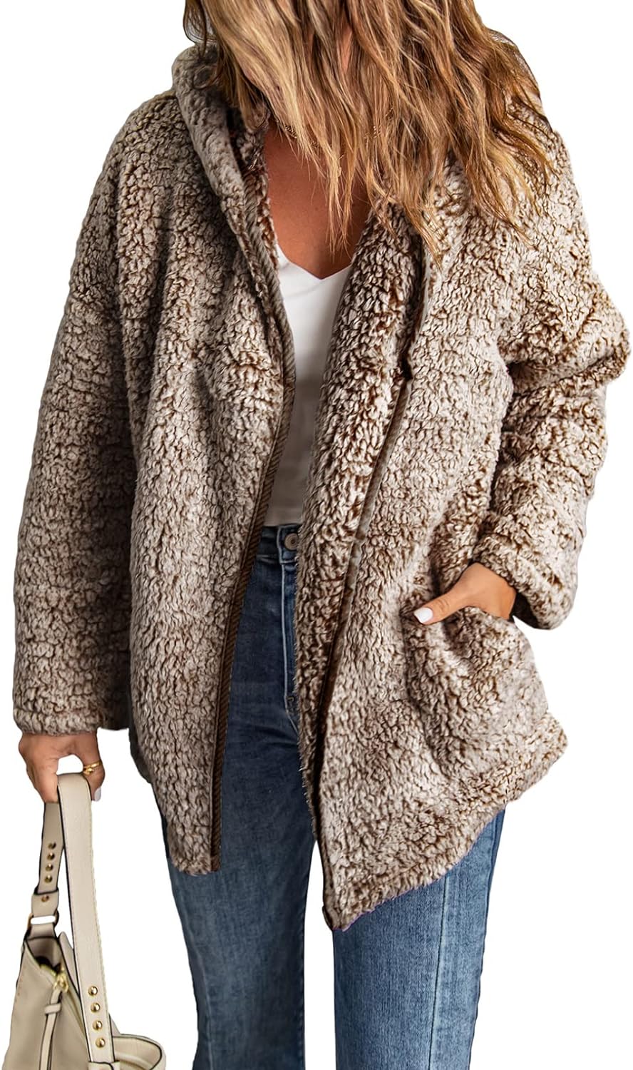 Dokotoo Women's 2024 Winter Jacket, Special Long Sleeve Solid Fuzzy Fleece, Inno...