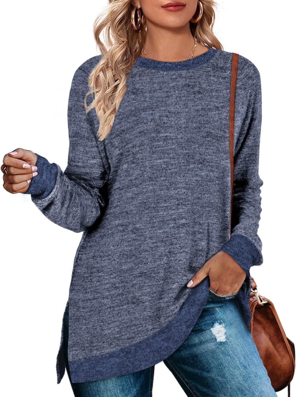 WEESO Sweatshirts, Special Women's Long Sleeve Tunic, Innovative Color Block Cre...